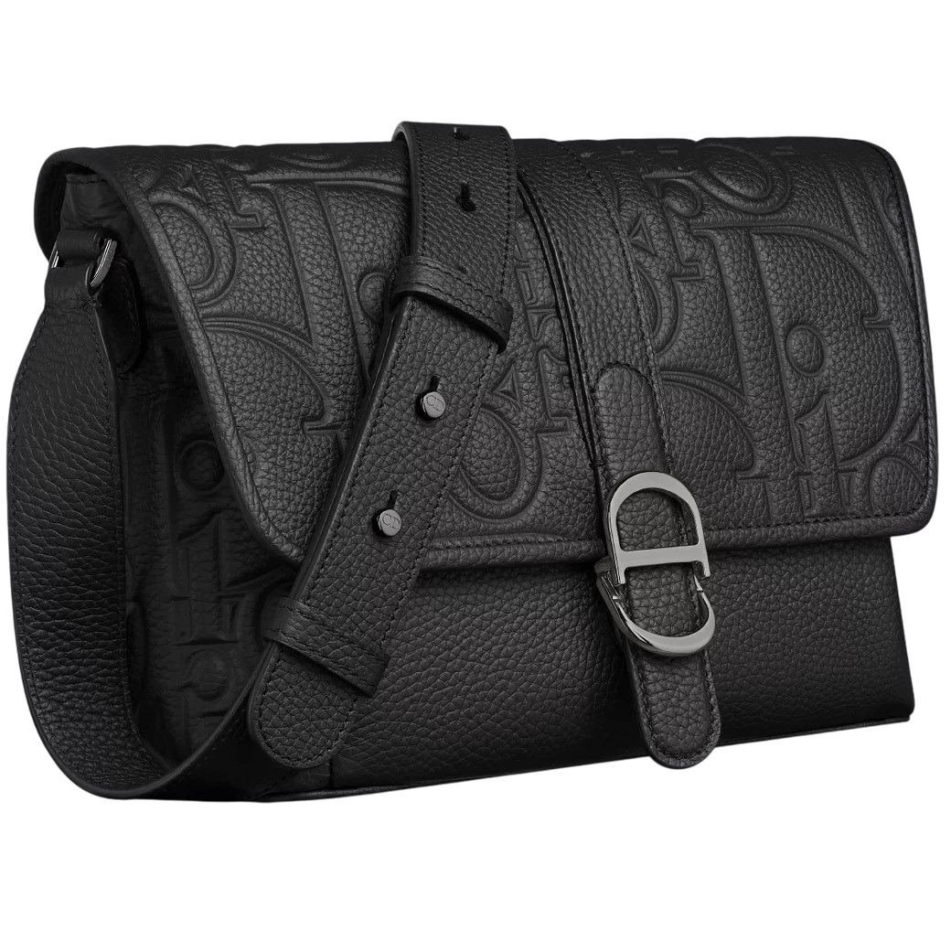 Túi đeo chéo Medium Dior Daily Messenger Bag with Flap Black Dior Gravity Leather and Black Grained Calfskin 4