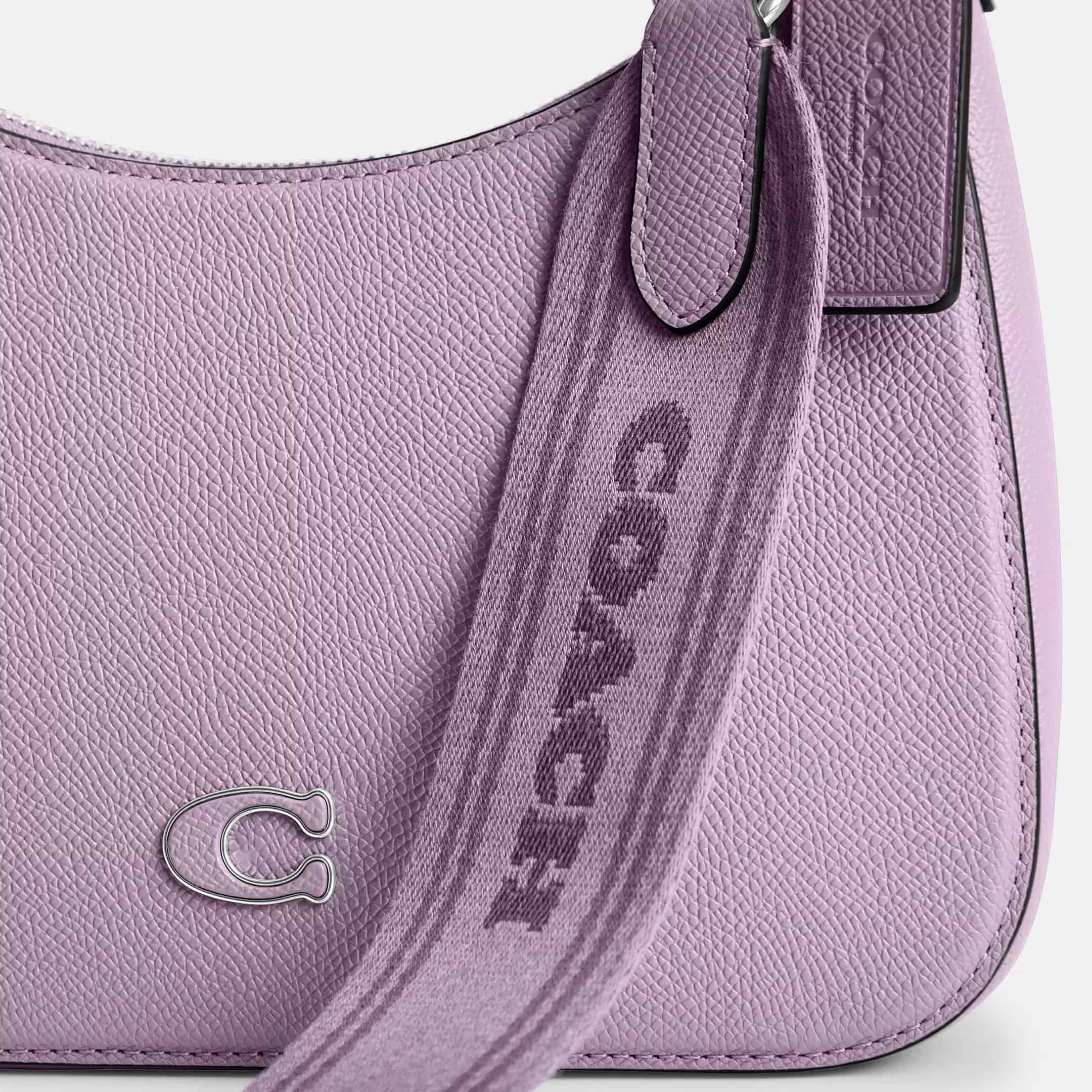 Túi nữ Coach Hobo Crossbody Soft Purple Crossgrain Leather With Signature Canvas CJ842 1