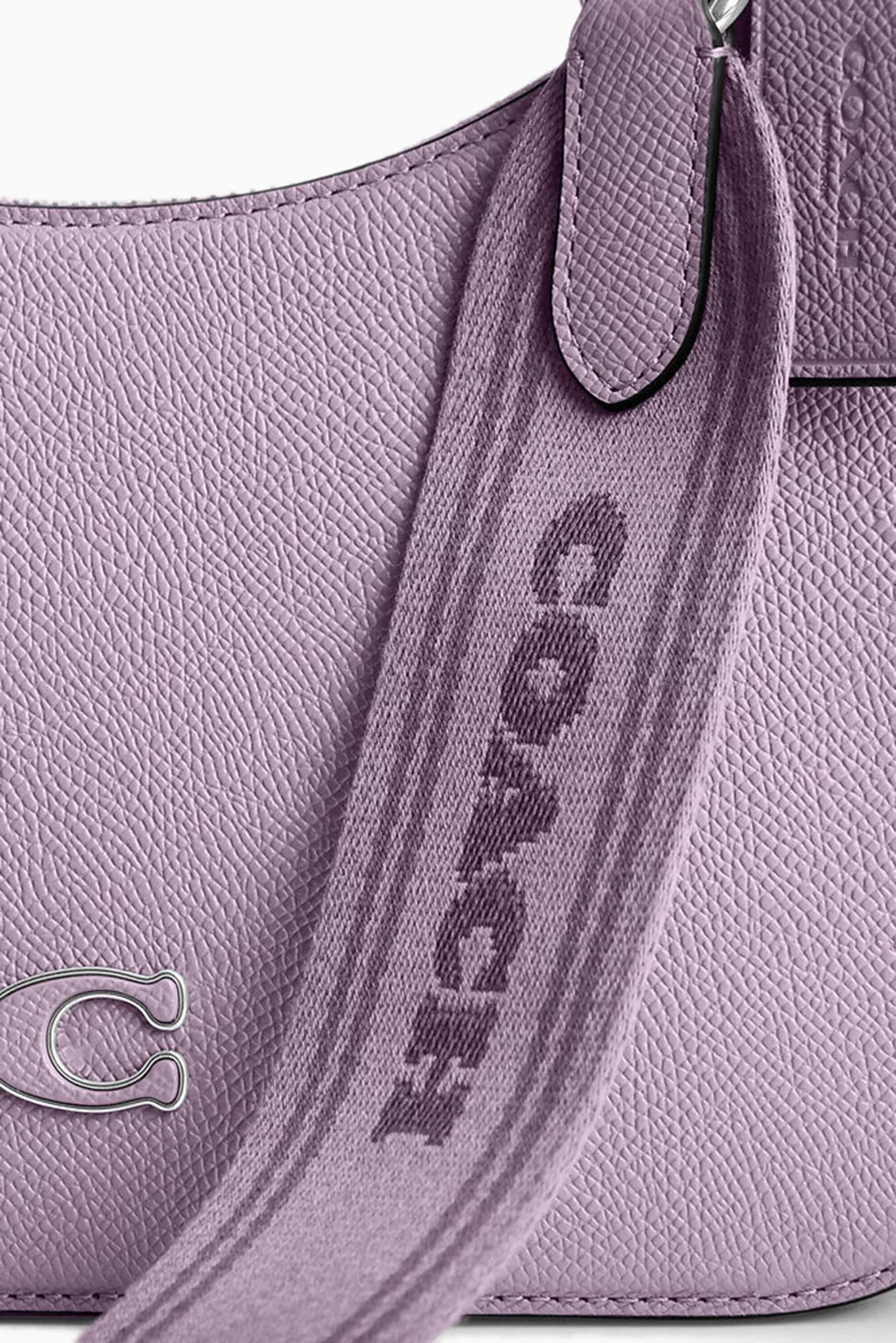 Túi nữ Coach Hobo Crossbody Soft Purple Crossgrain Leather With Signature Canvas CJ842 3