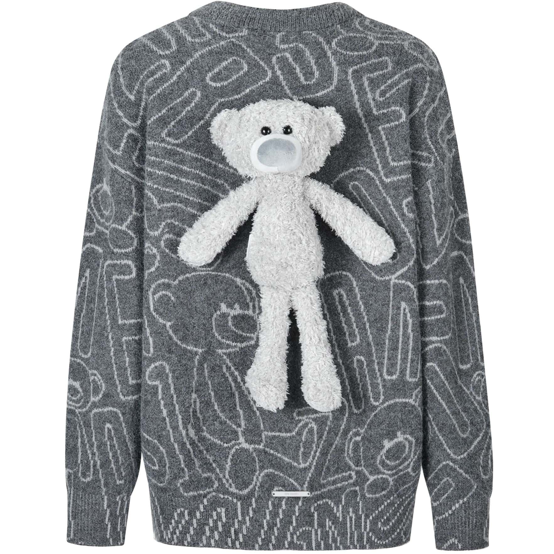 Áo gấu xám 13DE Marzo Bear Logo Sketch Jumper Grey 1