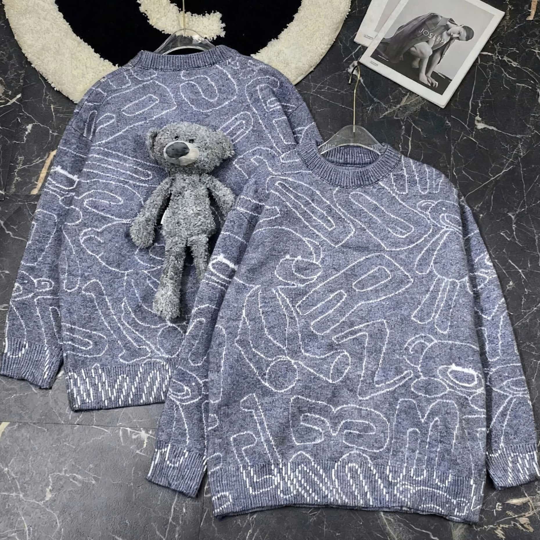 Áo gấu xám 13DE Marzo Bear Logo Sketch Jumper Grey 2