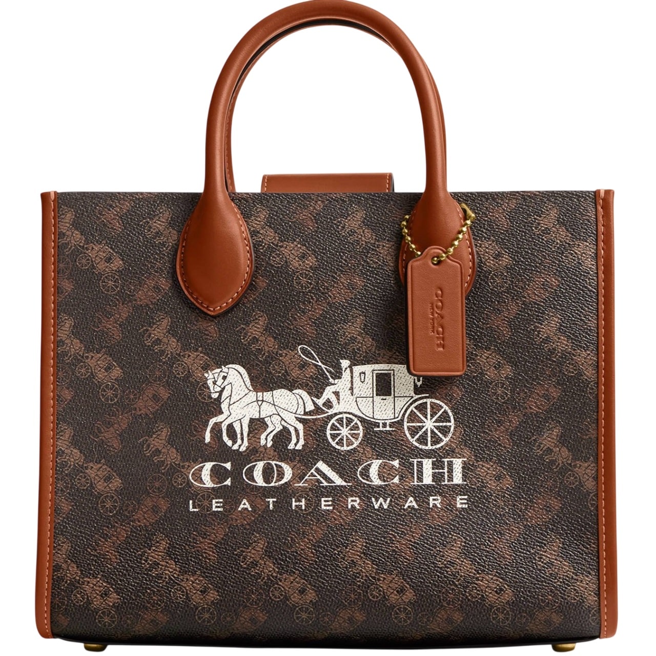 Túi xách Coach nữ Ace Tote 26 With Horse And Carriage Print Dark Brown CR680 4