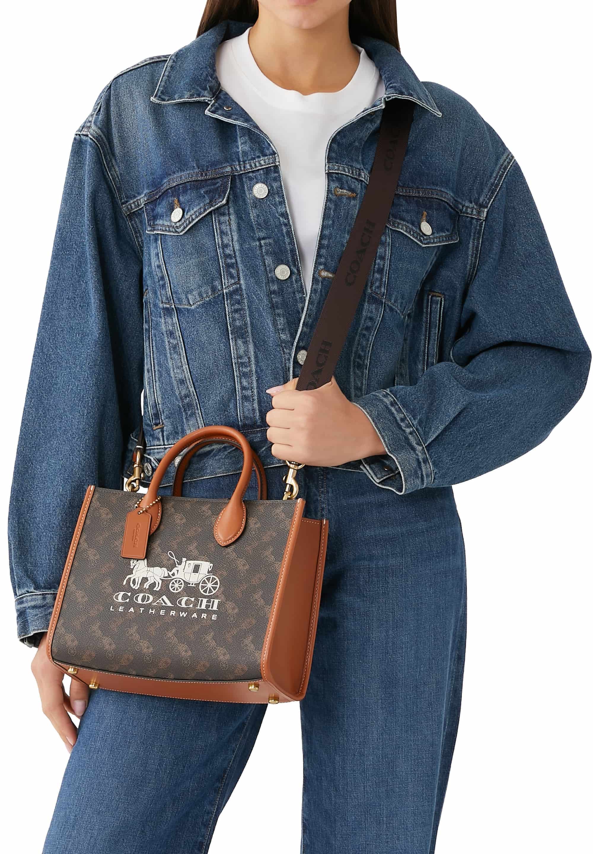 Túi xách Coach nữ Ace Tote 26 With Horse And Carriage Print Dark Brown CR680 6