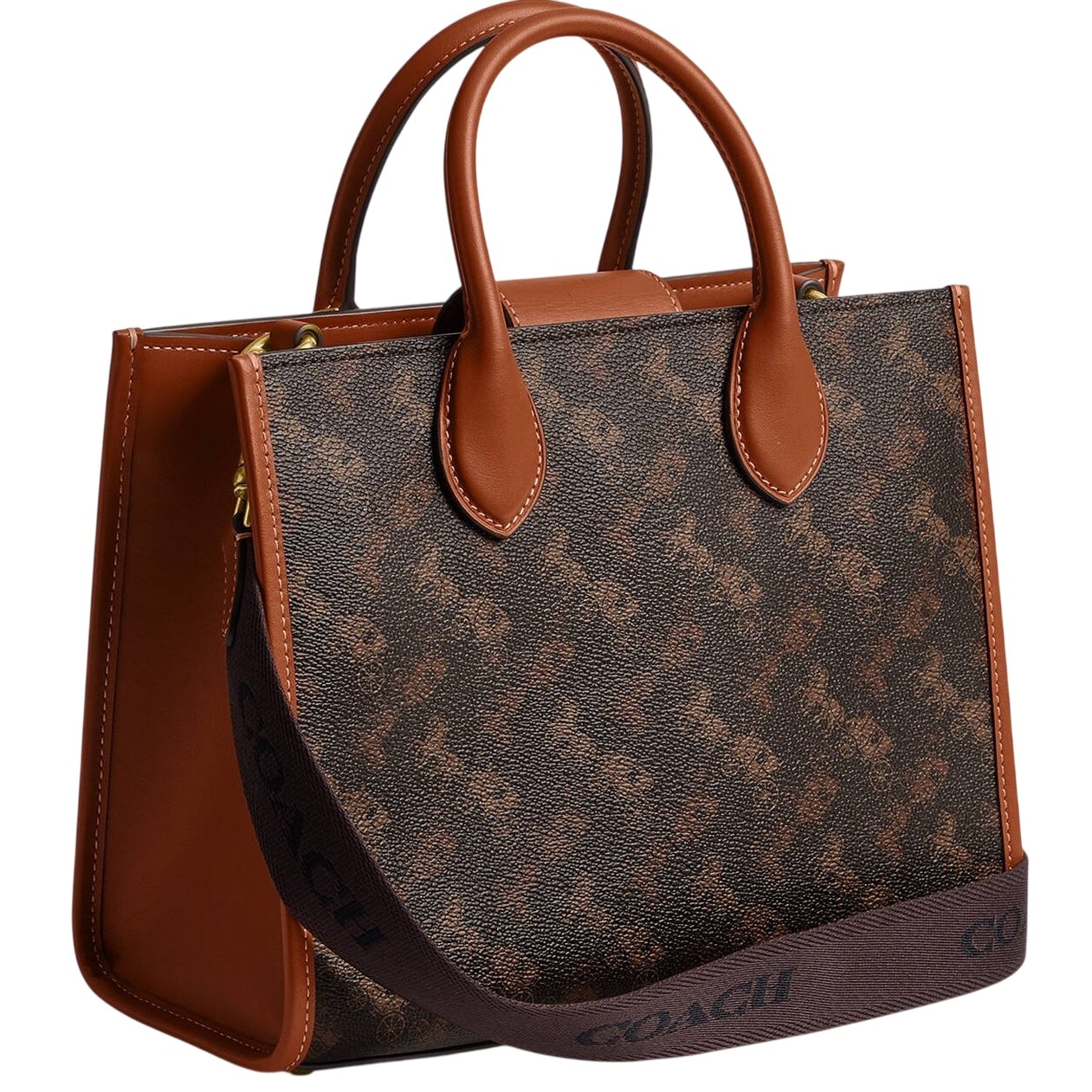 Túi xách Coach nữ Ace Tote 26 With Horse And Carriage Print Dark Brown CR680 10