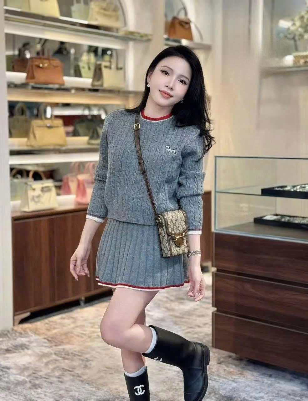 Combo áo váy len xám vàng kem Thom Browne 6