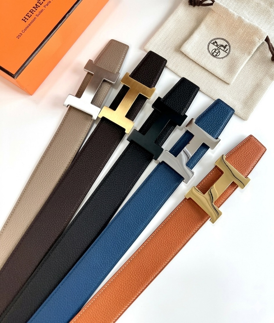 Thắt lưng Hermes H Guillochee Belt Buckle Reversible Leather Strap Noir 38 mm 1