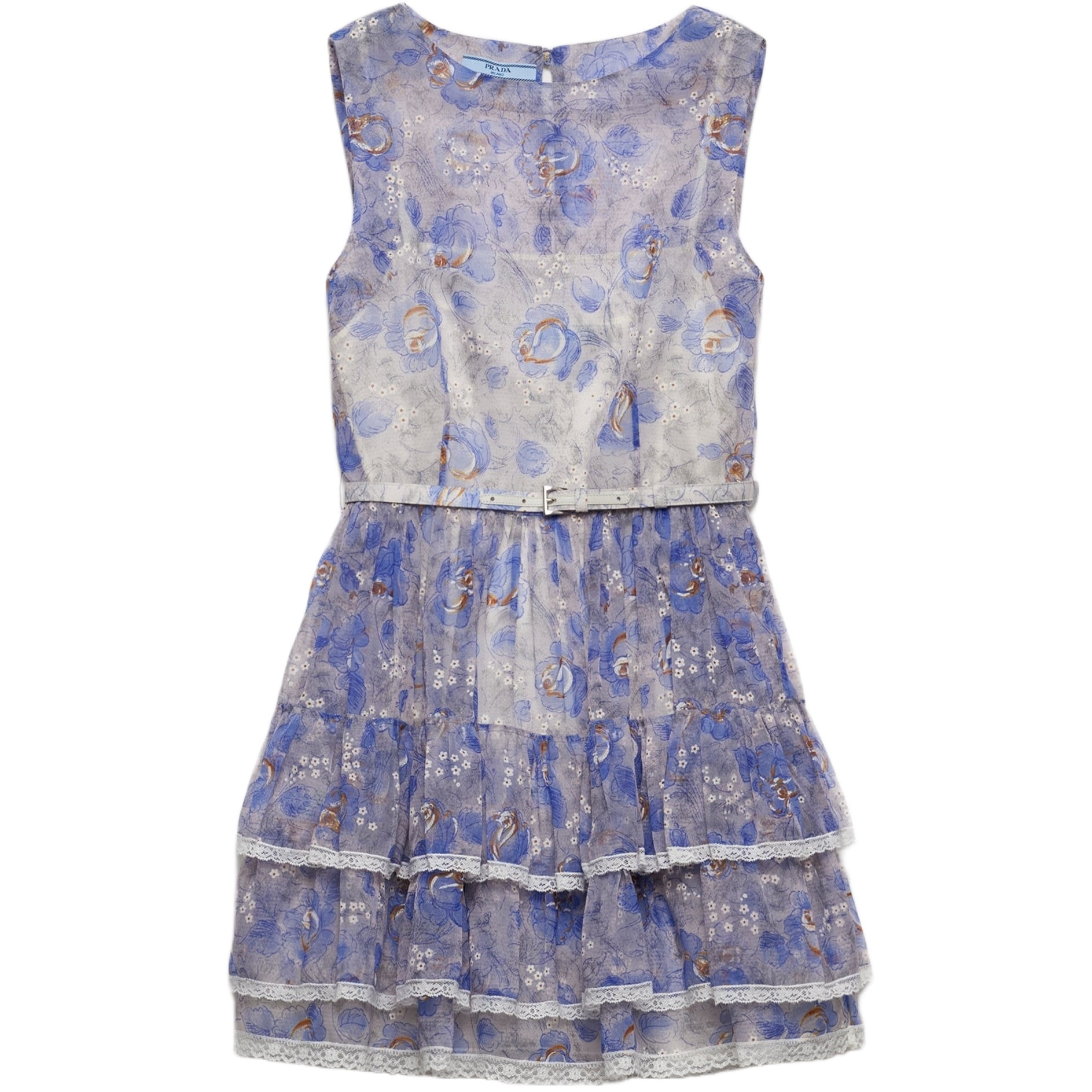 Đầm nữ Prada Floral Ruffle-Trim Woven Mini Dress 3