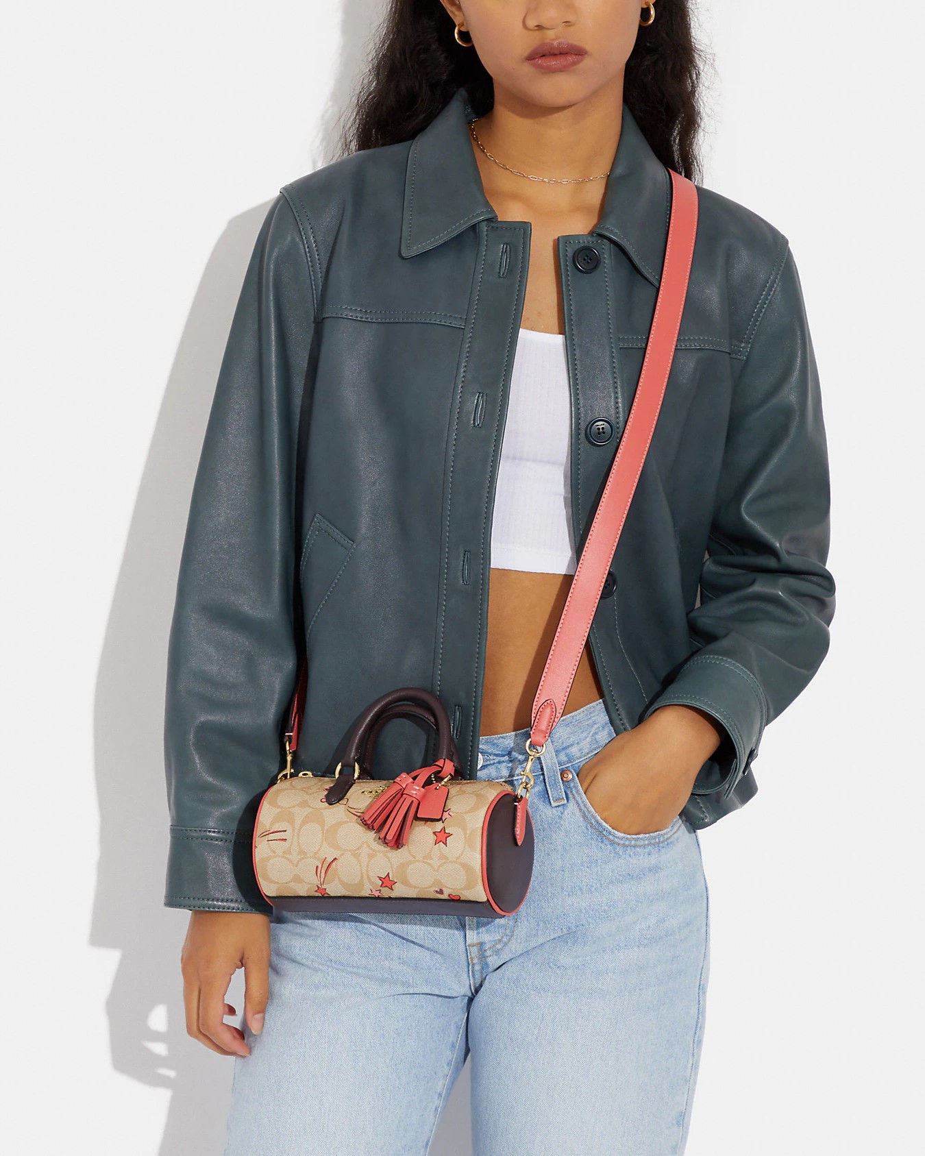 Túi đeo chéo Coach Lacey Crossbody In Signature Canvas With Heart And Star Print CK562 4