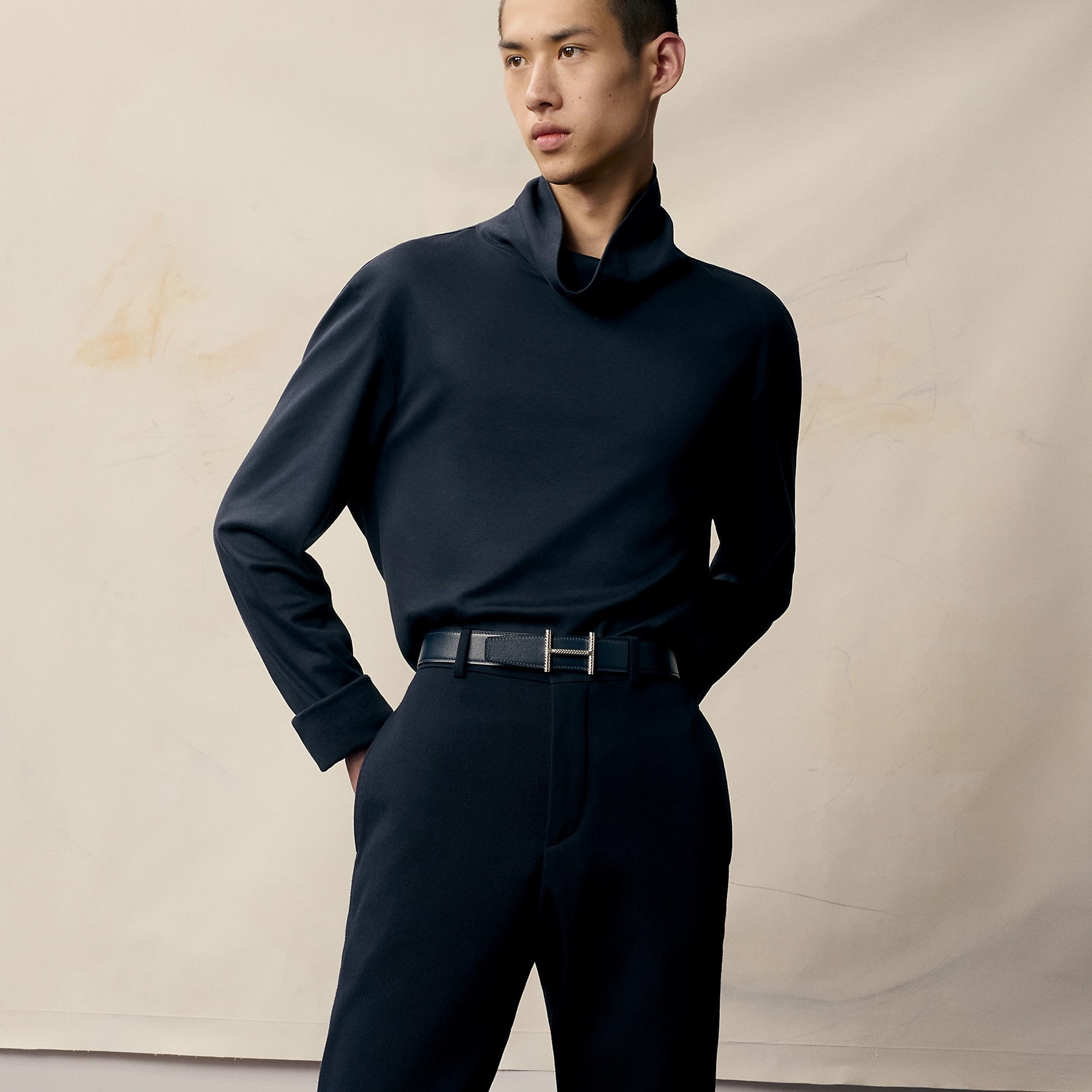 Dây nịt Hermes H Hisseo Belt Buckle Reversible Leather Strap Noir 32 mm 2
