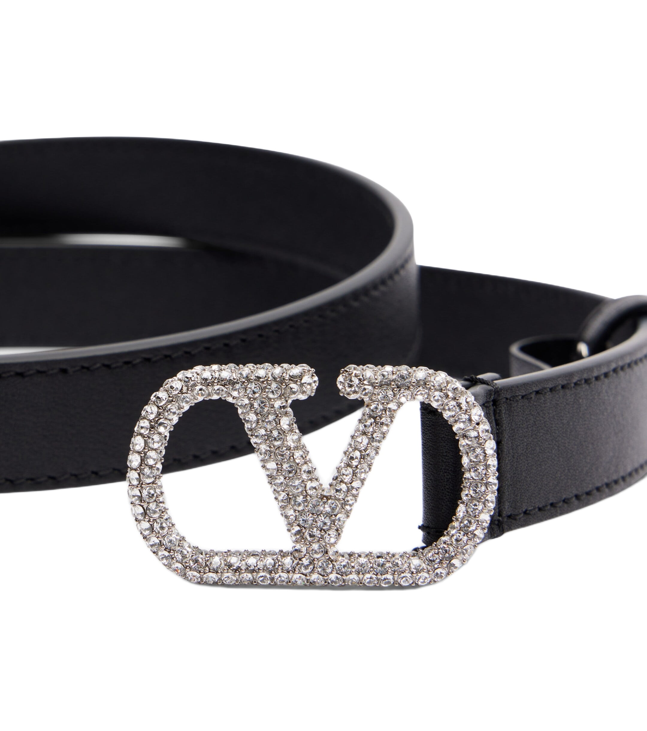 Dây nịt Valentino Garavani VLogo Crystal-embellished Leather Belt 2