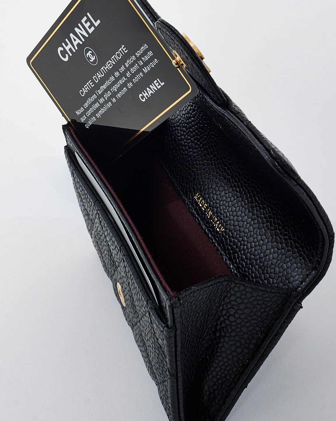 Ví cầm tay mini Chanel Black Caviar Leather Classic Flap Card Holder 1