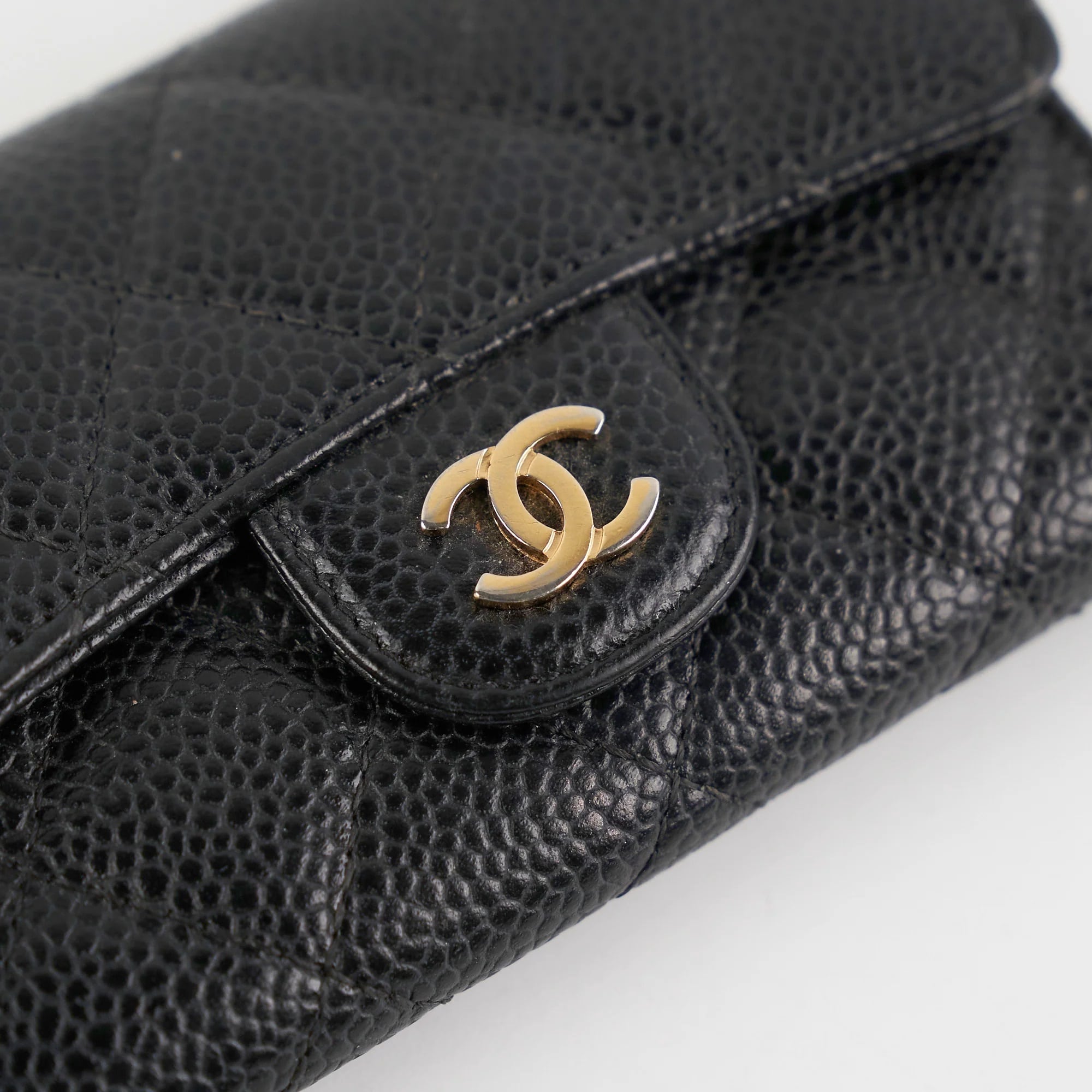 Ví cầm tay mini Chanel Black Caviar Leather Classic Flap Card Holder 7