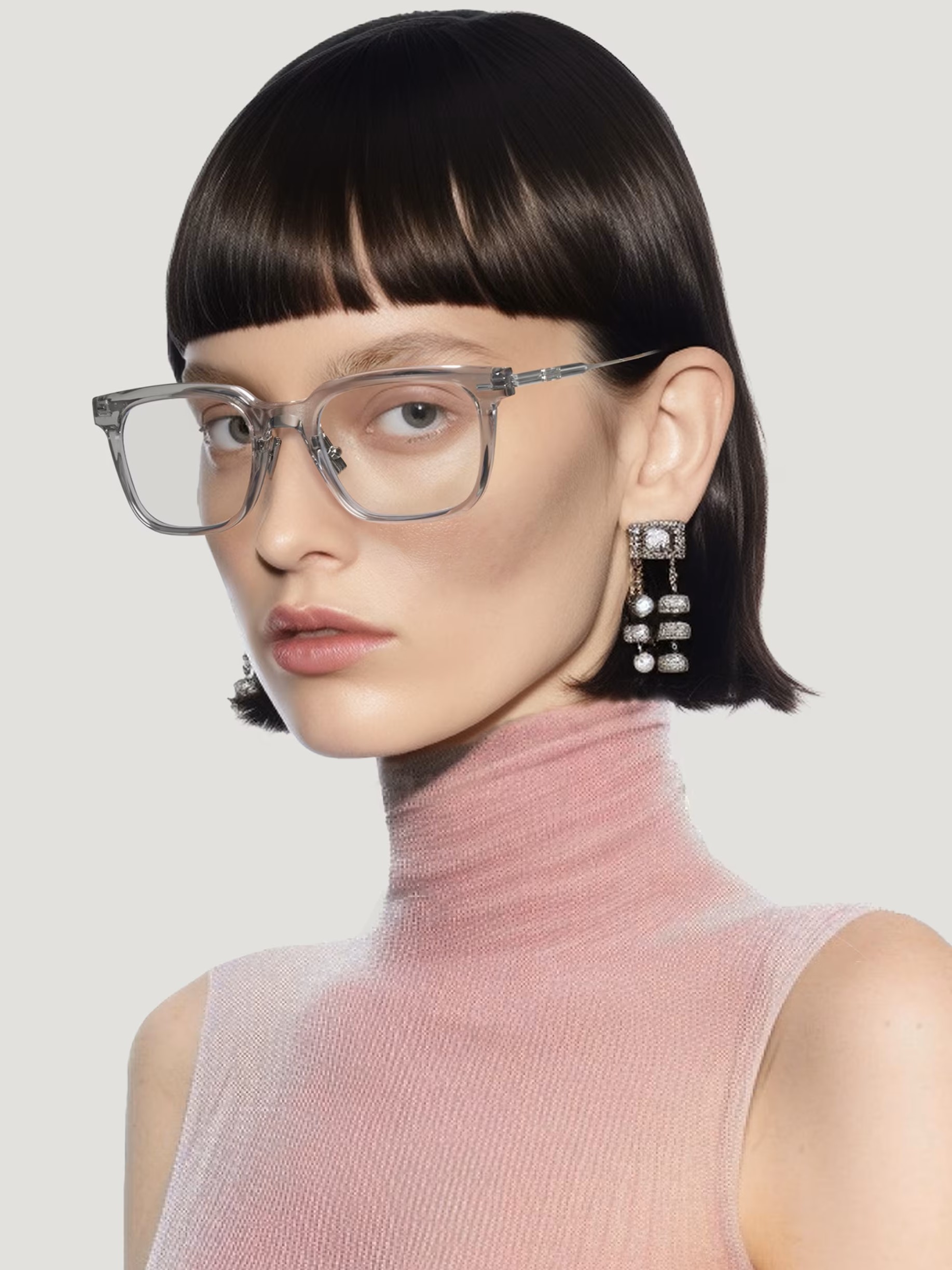 KÍNH MÁT GỌNG CẬN GENTLE MONSTER ZIN GC7 CLEAR LENSES SQUARE SHAPE TRANSLUCENT GRAY ACETATE FRAME 7