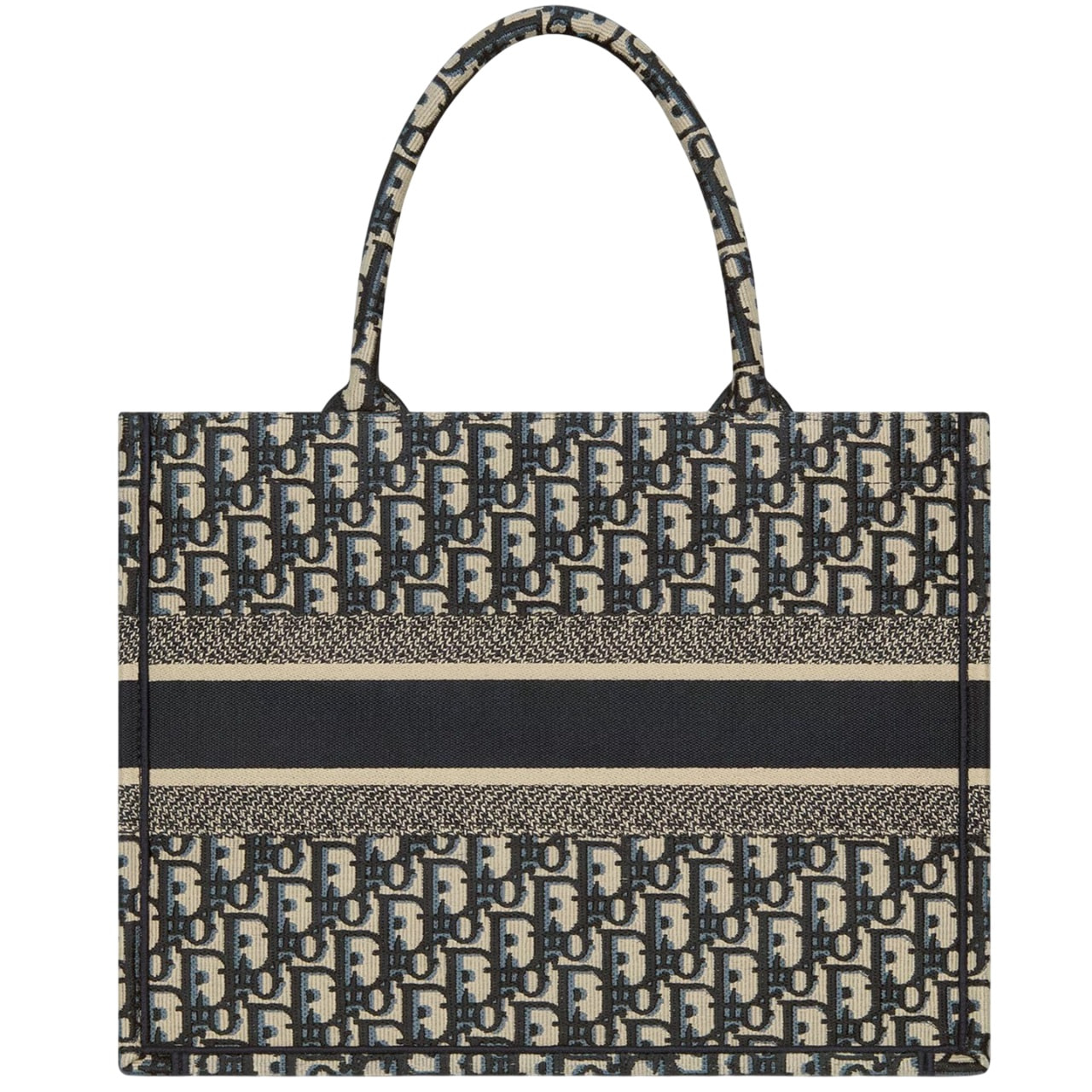 Túi nữ Medium Christian Dior Book Tote Ecru and Blue Dior Oblique Embroidery 3