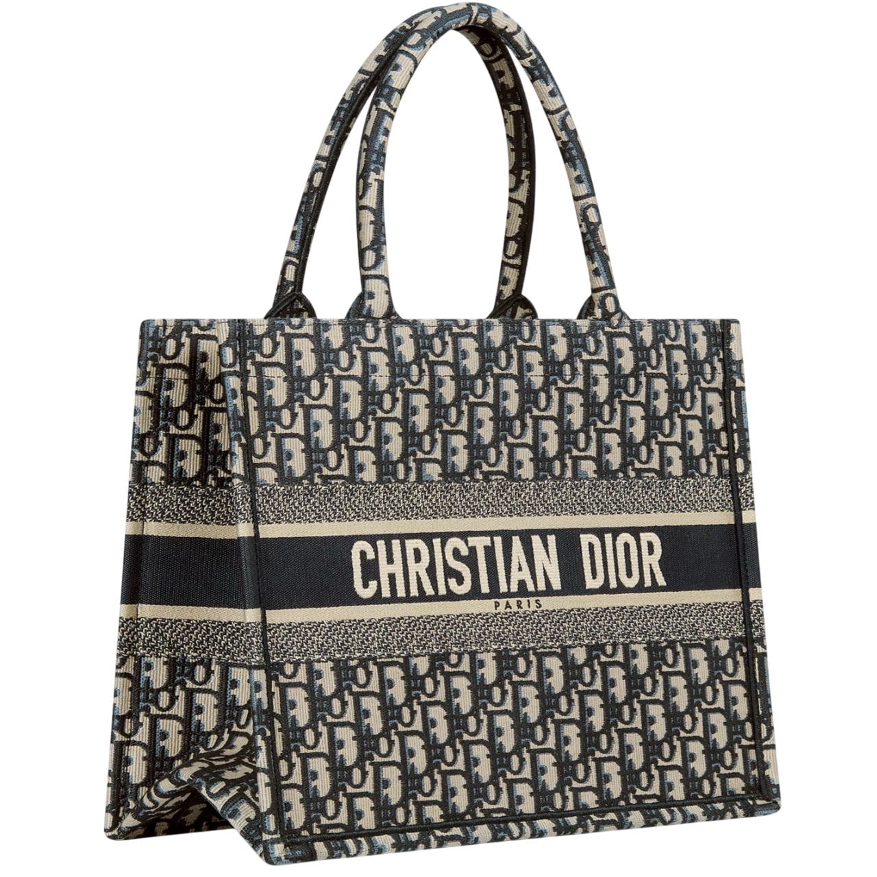 Túi nữ Medium Christian Dior Book Tote Ecru and Blue Dior Oblique Embroidery 5