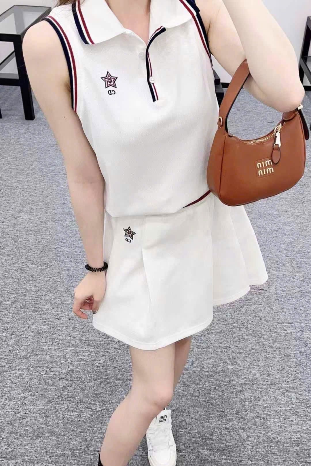 Combo áo váy trắng thể thao Dior 3