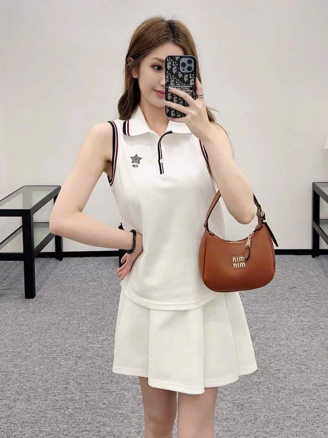 Combo áo váy trắng thể thao Dior 5