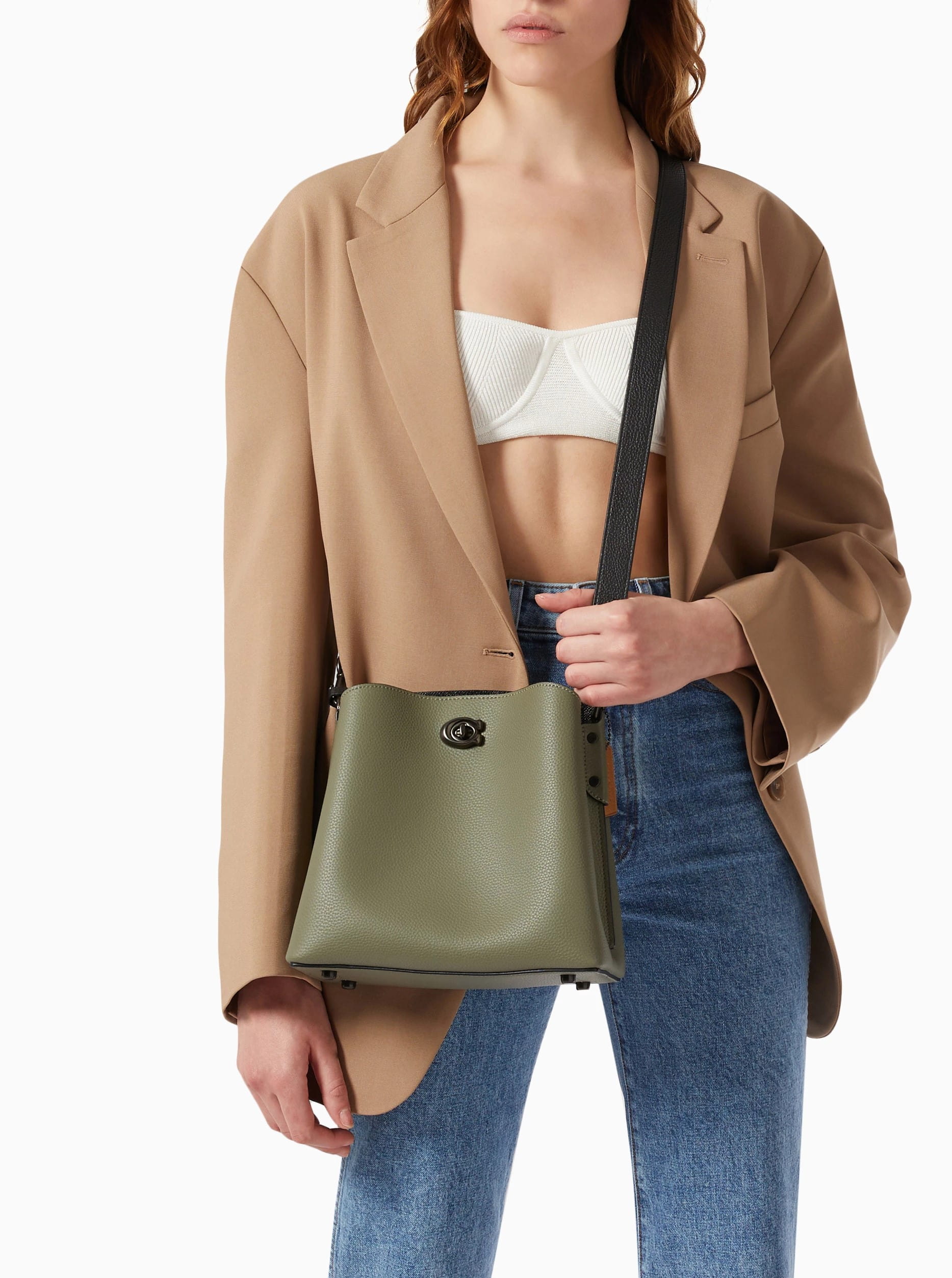 Túi xách xanh rêu Coach Willow Bucket Bag In Colorblock Army Green Multicolour C3766 2