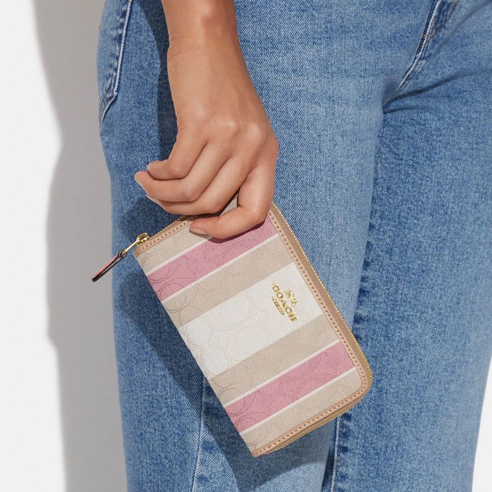 VÍ COACH NỮ MEDIUM ID ZIP WALLET IN SIGNATURE JACQUARD WITH STRIPES 4