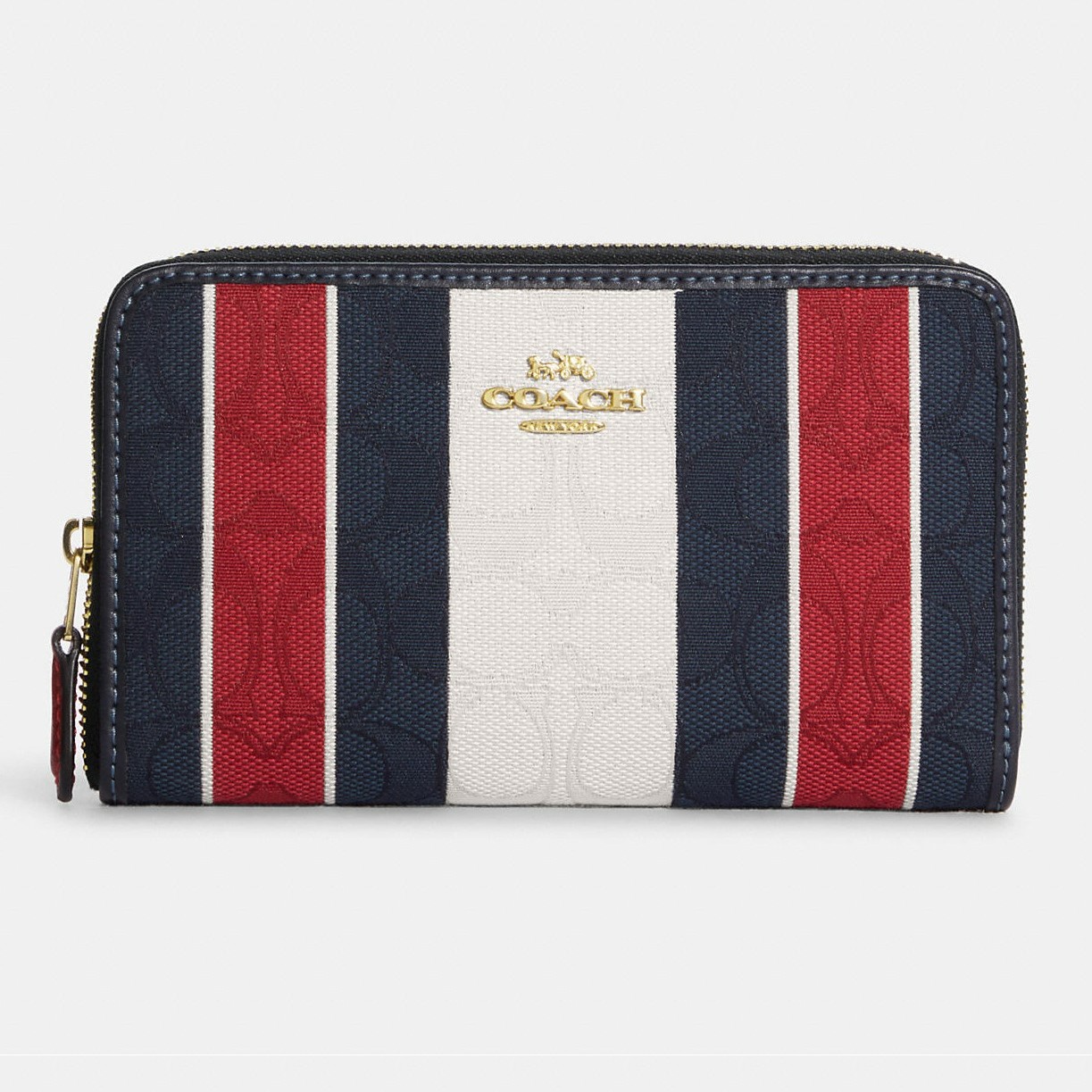 VÍ COACH NỮ MEDIUM ID ZIP WALLET IN SIGNATURE JACQUARD WITH STRIPES 9