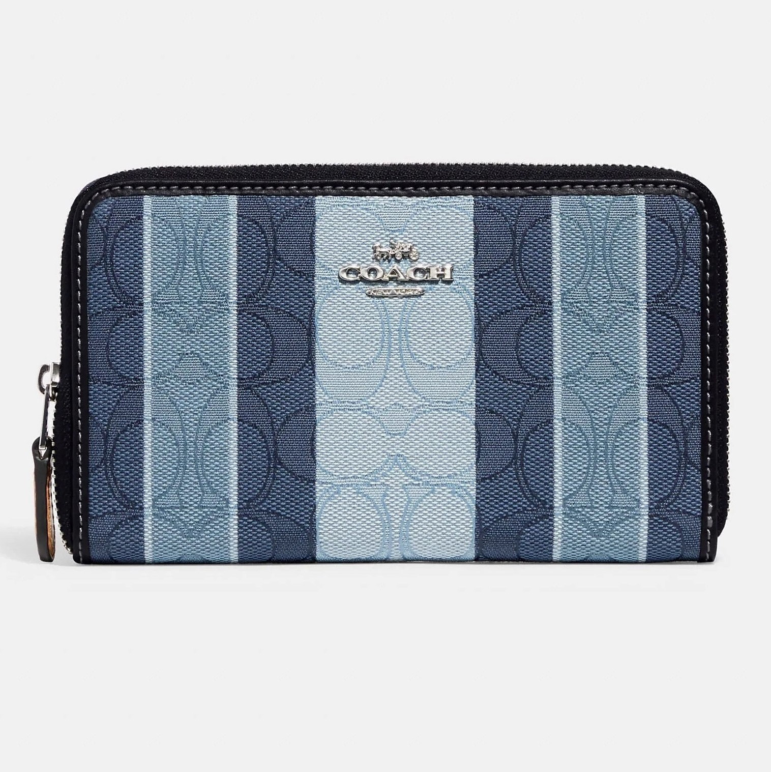VÍ COACH NỮ MEDIUM ID ZIP WALLET IN SIGNATURE JACQUARD WITH STRIPES 10