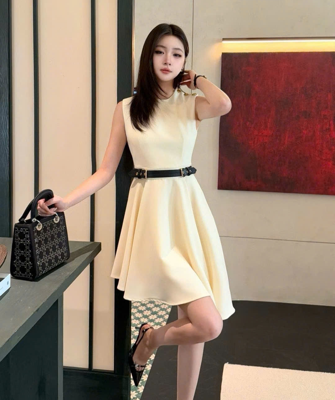 Áo đầm nữ LV khuy dập nổi logo 7