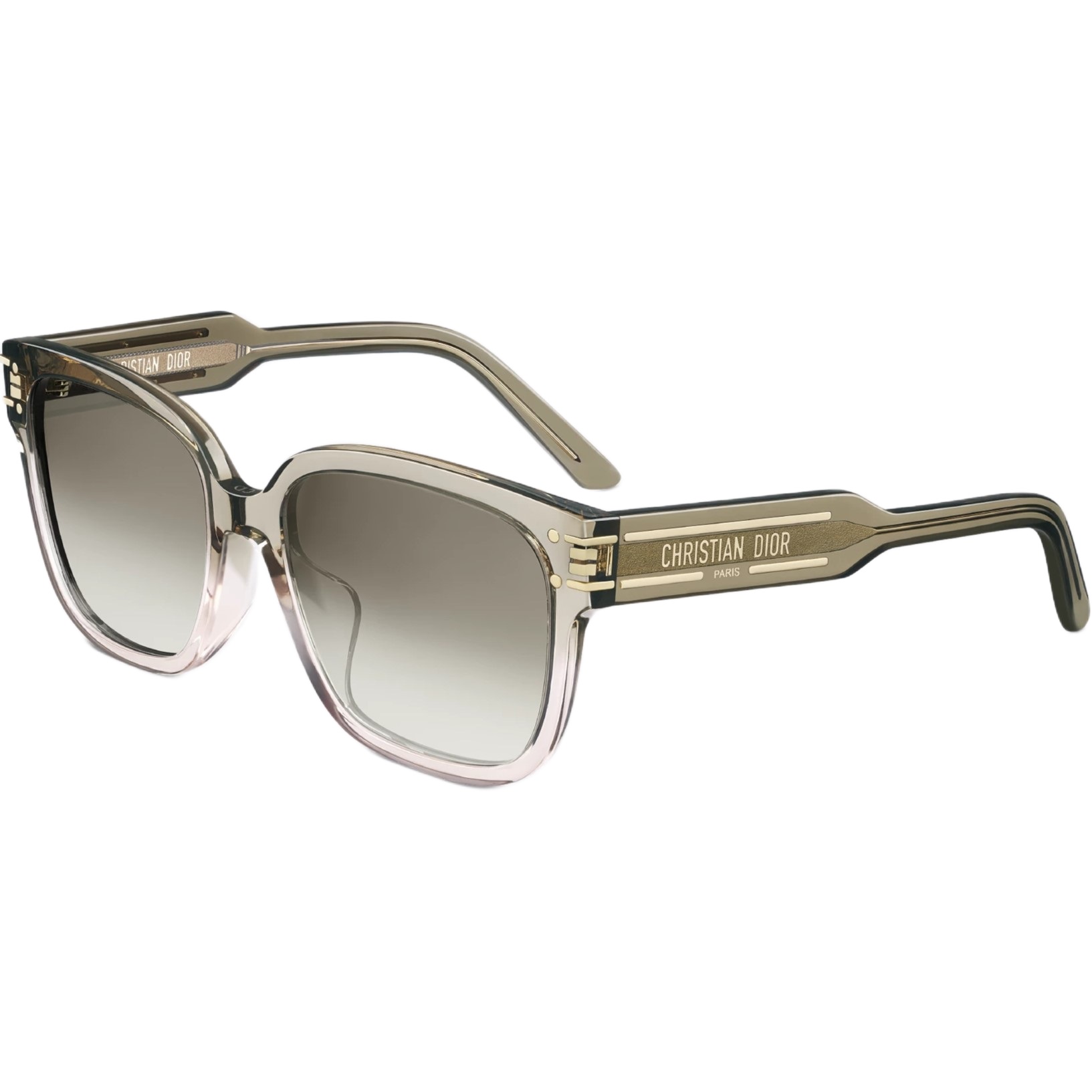 Mắt kính Dior DiorSignature S7F Transparent Gradient Olive Green Square Sunglasses 3