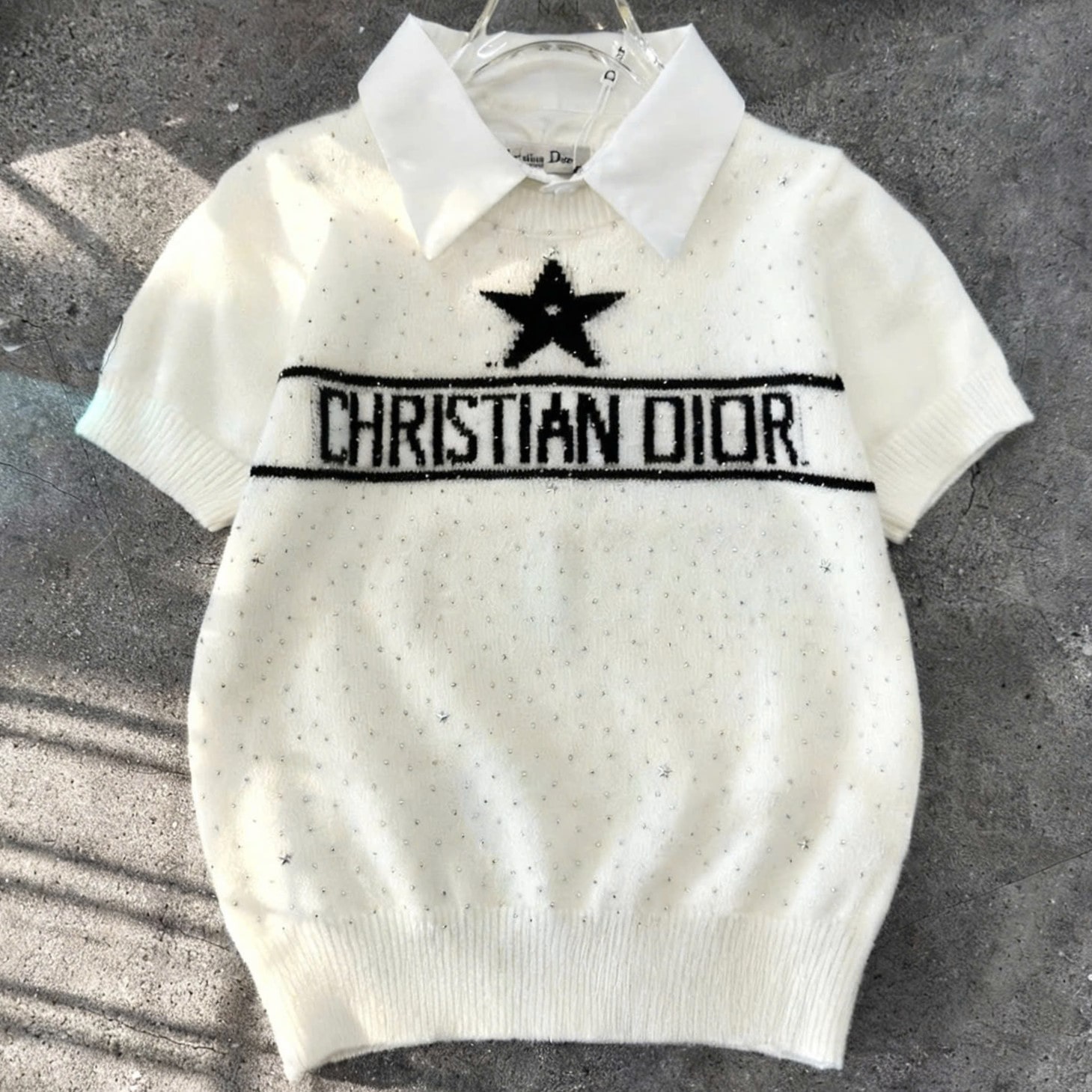 Áo thời trang len cổ sơ mi Dior 8