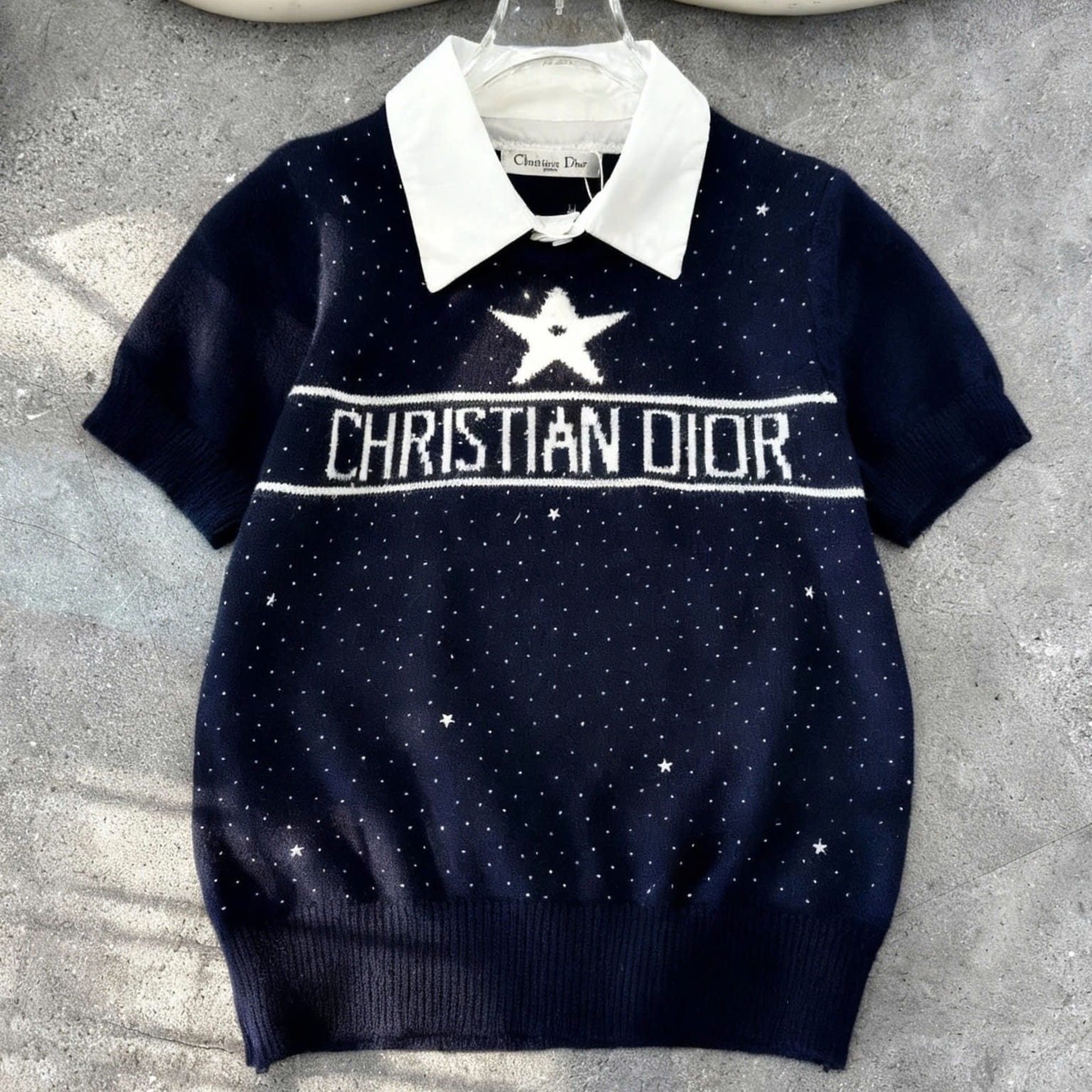 Áo thời trang len cổ sơ mi Dior 14