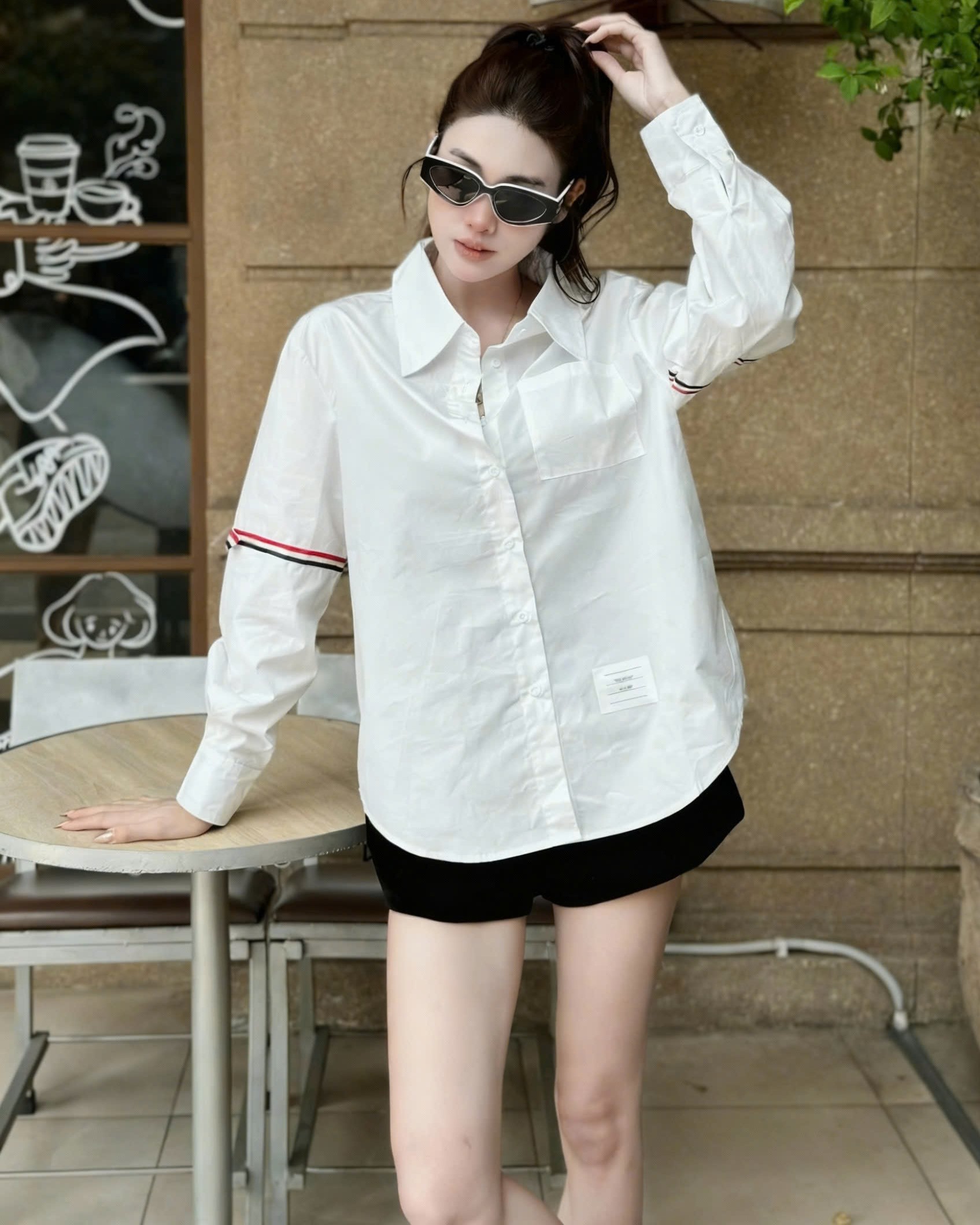 Áo sơ mi trắng thời trang tay dài Thom Browne 1