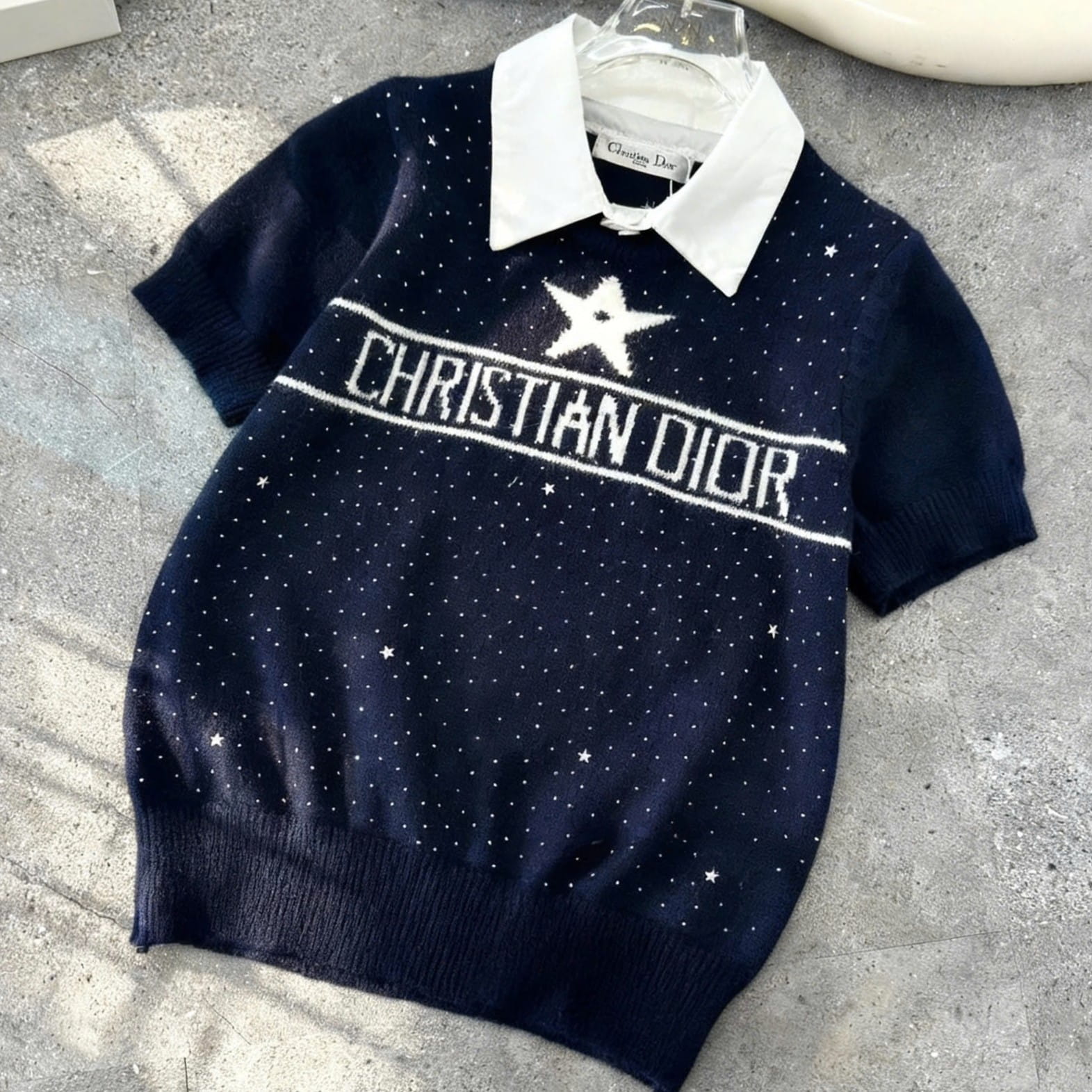 Áo thời trang len cổ sơ mi Dior 3