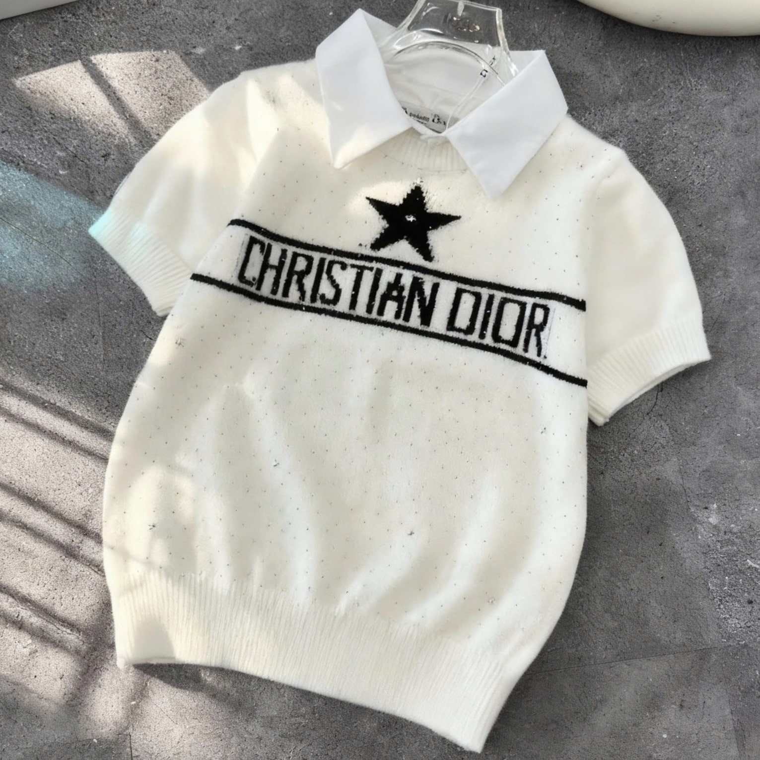 Áo thời trang len cổ sơ mi Dior 4