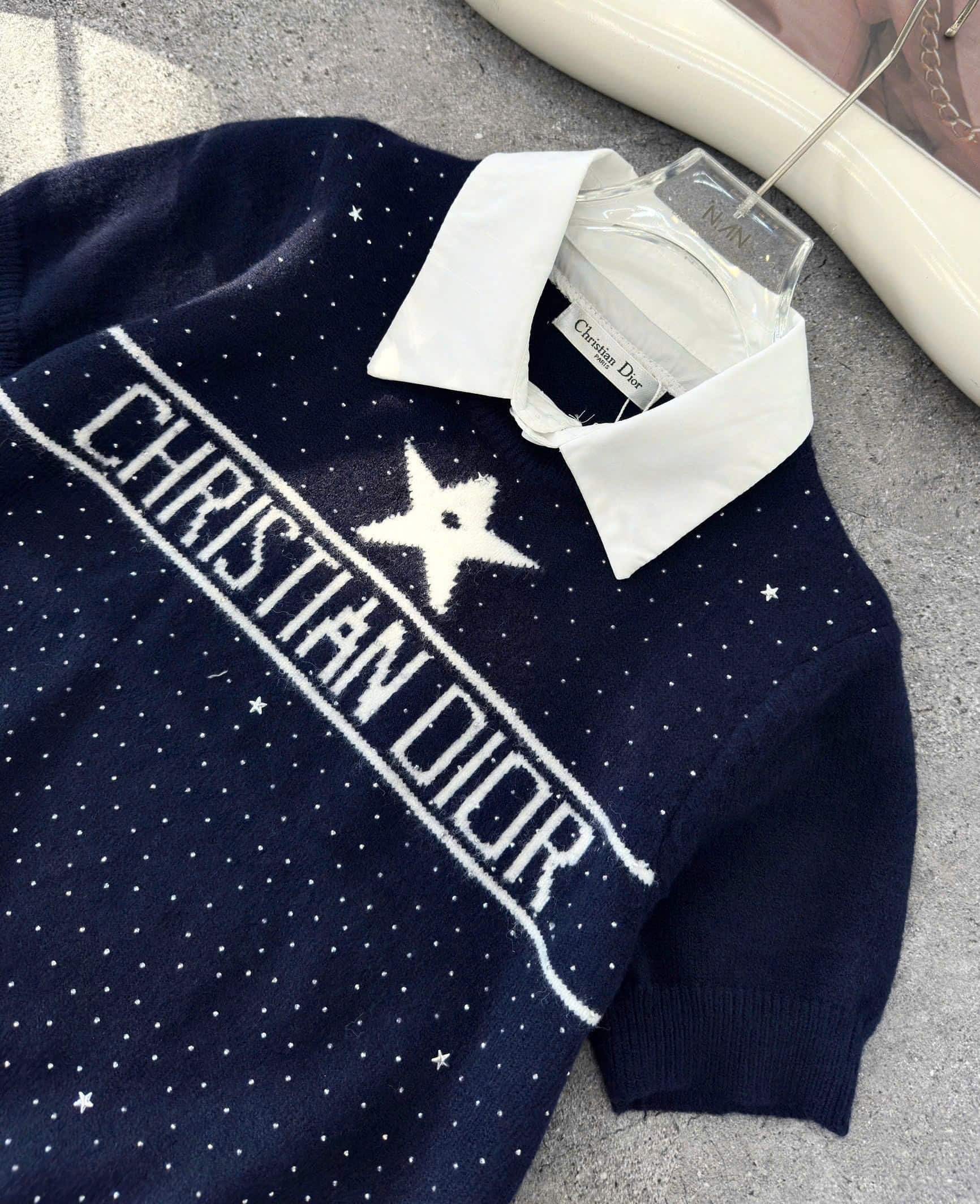 Áo thời trang len cổ sơ mi Dior 5