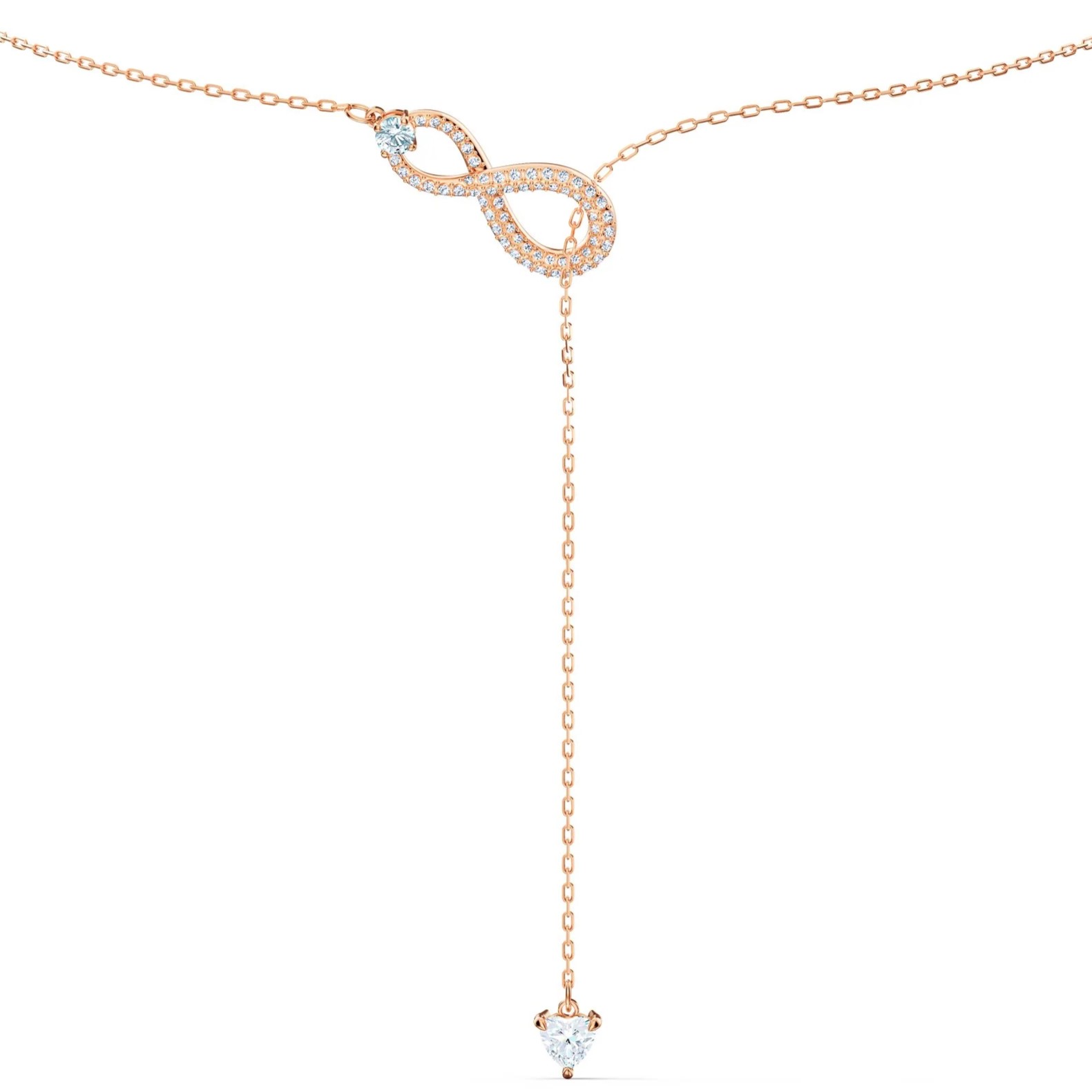 DÂY CHUYỀN THỜI TRANG NỮ SWAROVSKI INFINITY Y NECKLACE WHITE ROSE GOLD-TONE PLATED 5521346 5