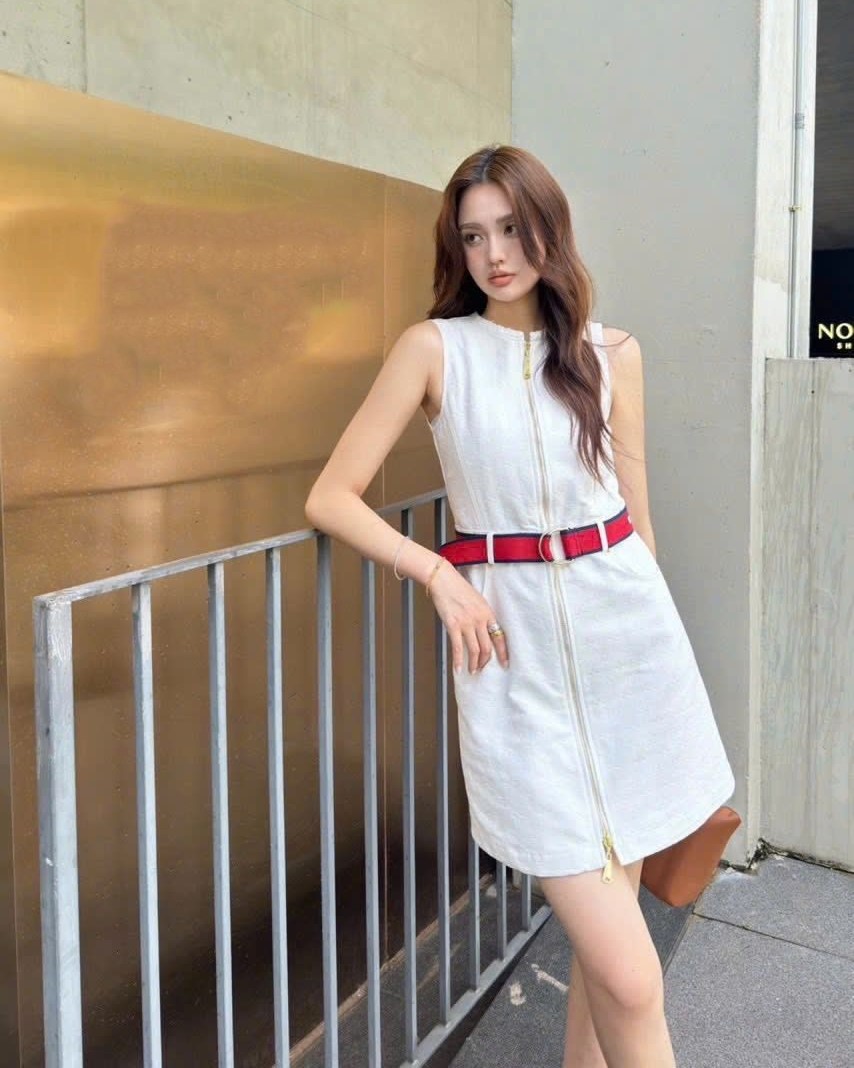Đầm nữ LV kèm dây lưng 1