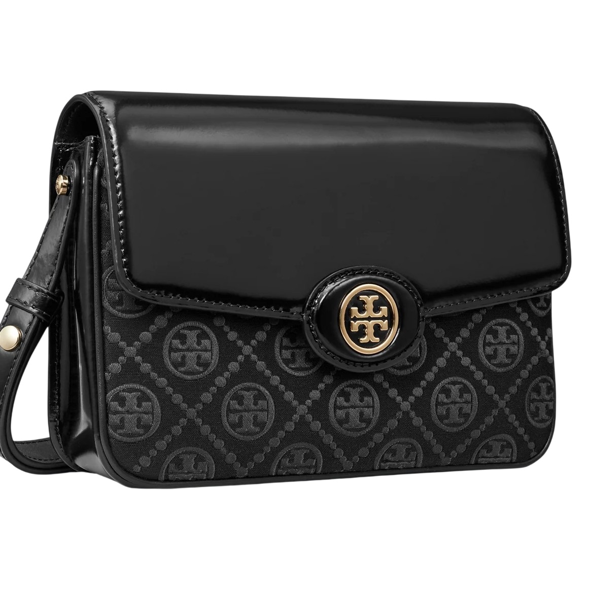 Túi đeo chéo Tory Burch Robinson T Monogram Convertible Shoulder Bag Black 1
