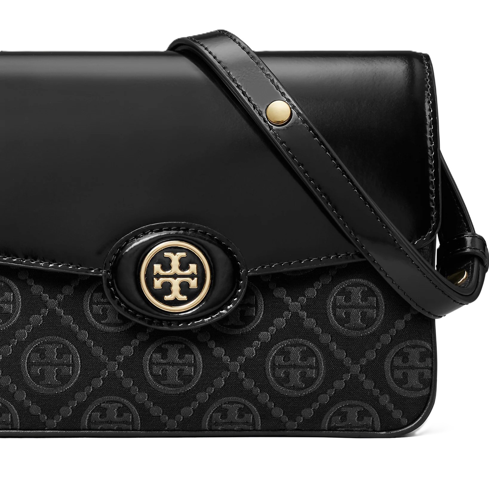 Túi đeo chéo Tory Burch Robinson T Monogram Convertible Shoulder Bag Black 2