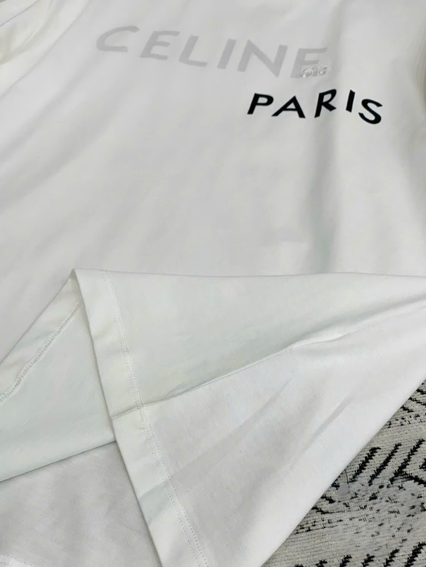 Áo thun trắng Celine Double Layered T-shirt In Fine Cotton Jersey 3