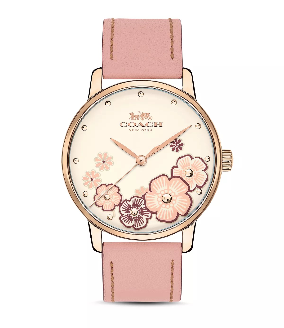 ĐỒNG HỒ NỮ DÂY DA HỒNG COACH FLORAL GRAND ANALOG QUART GOLD STAINLESS STEEL PINK LEATHER STRAP WOMEN WATCH 14503060 4