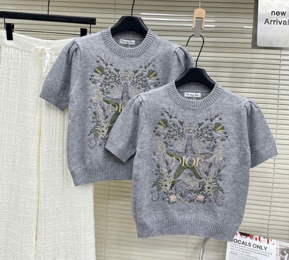 Áo len xám nữ Dior họa tiết ngôi sao 1