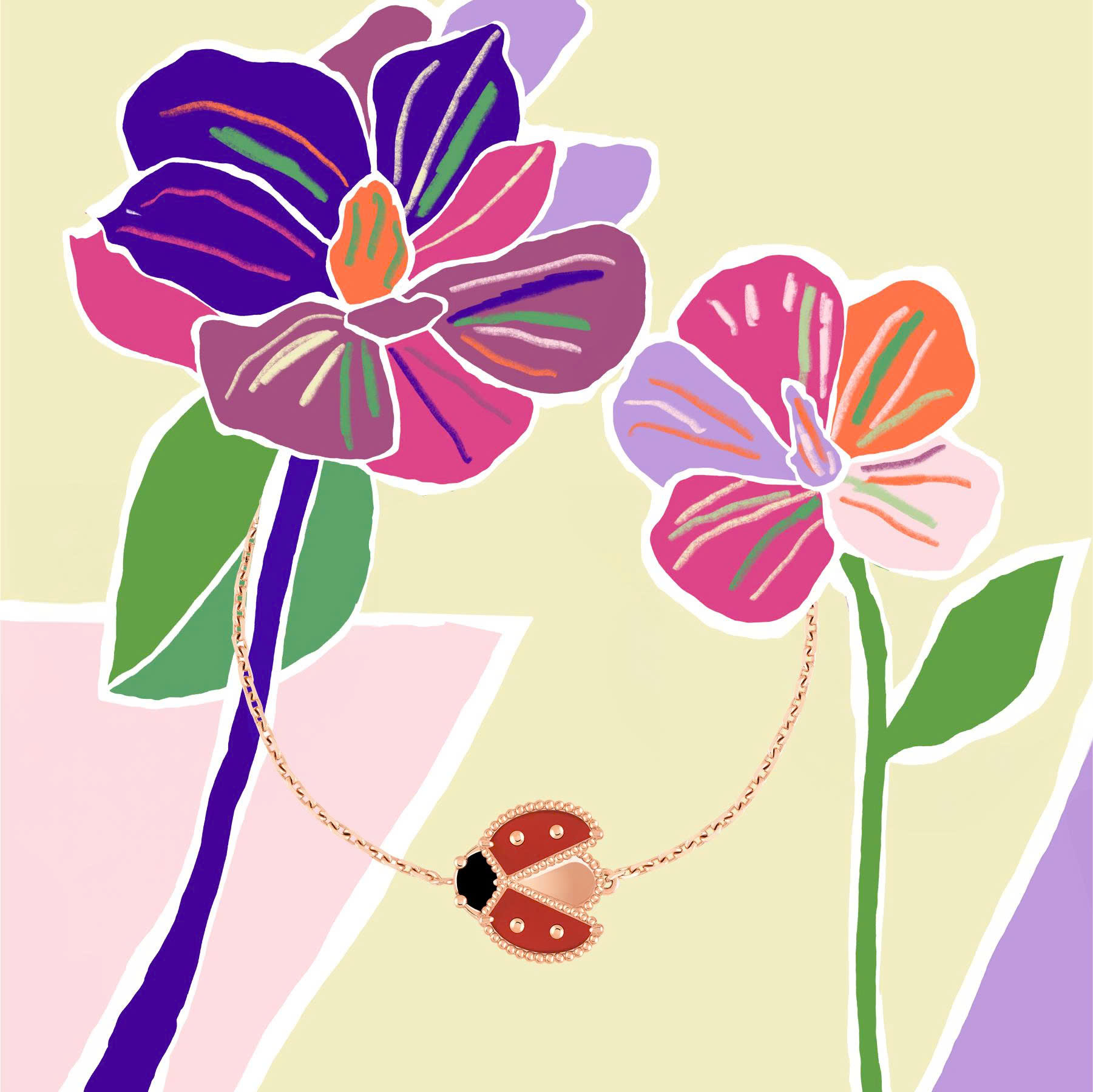 Vòng tay nữ bọ rùa cánh cam Van Cleef Arpels Lucky Spring Bracelet Open Wings Ladybug Rose Gold Carnelian VCARP7R100 6