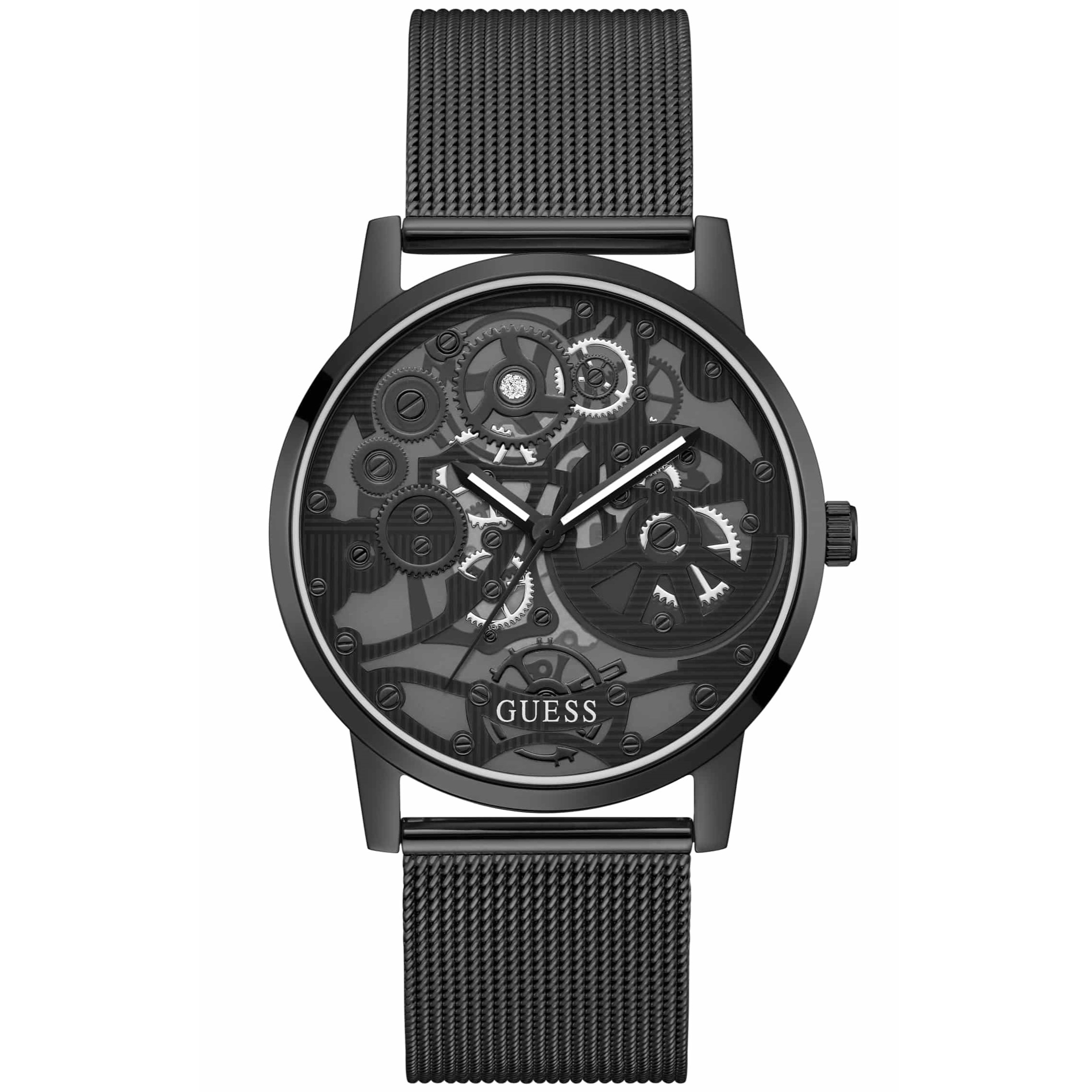 Đồng hồ nam dây kim loại đen Guess Analog Watch For Men BlackMesh Polished Bracelet GW0538G3 1