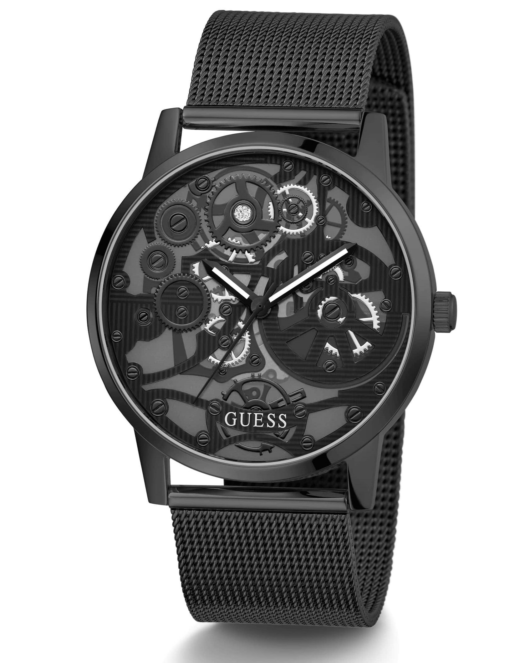 Đồng hồ nam dây kim loại đen Guess Analog Watch For Men BlackMesh Polished Bracelet GW0538G3 9