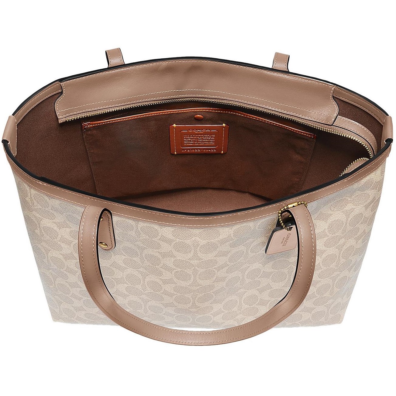 Túi xách Coach Central Tote With Zip In Signature Canvas Sand Taupe 69422 4
