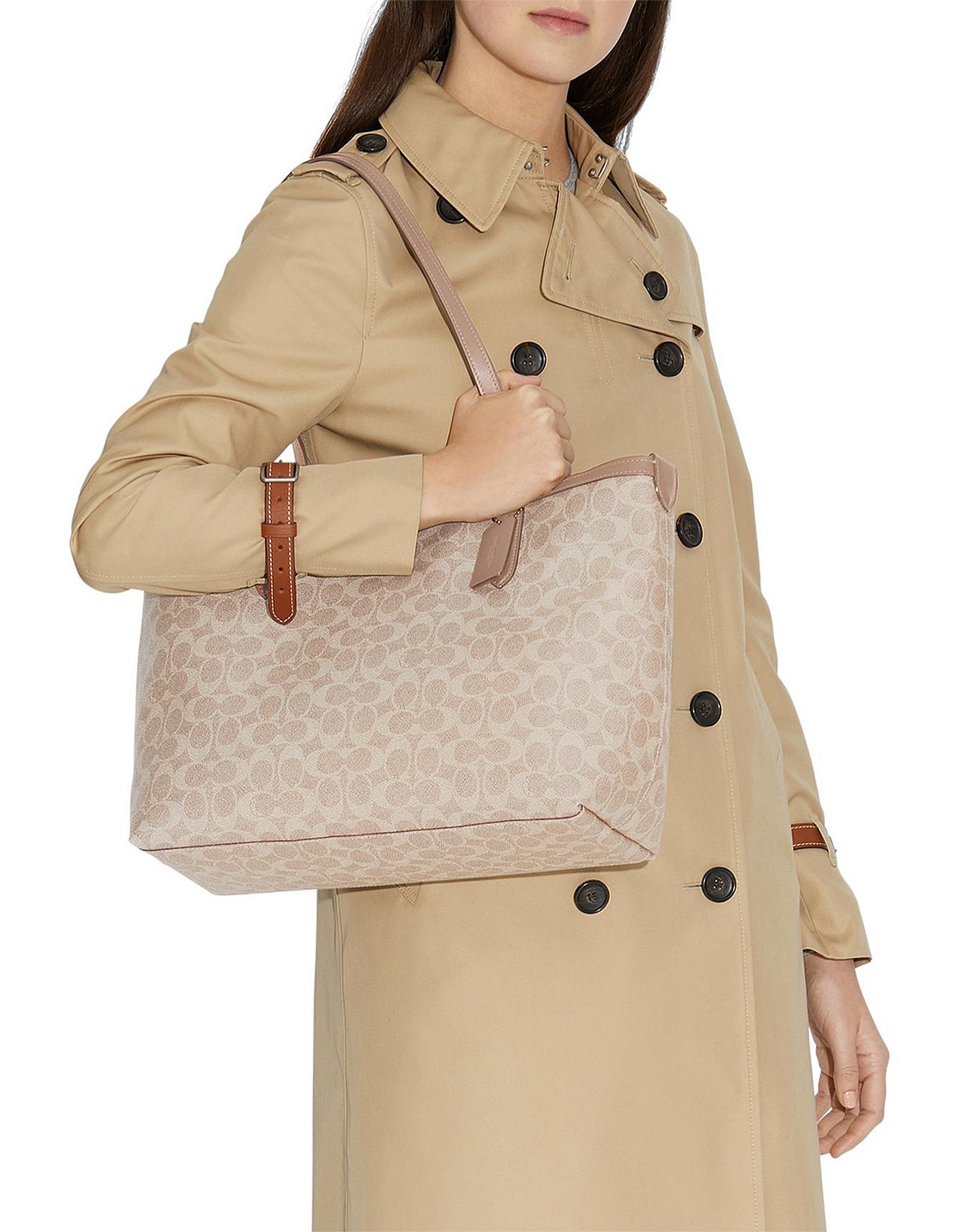 Túi xách Coach Central Tote With Zip In Signature Canvas Sand Taupe 69422 6