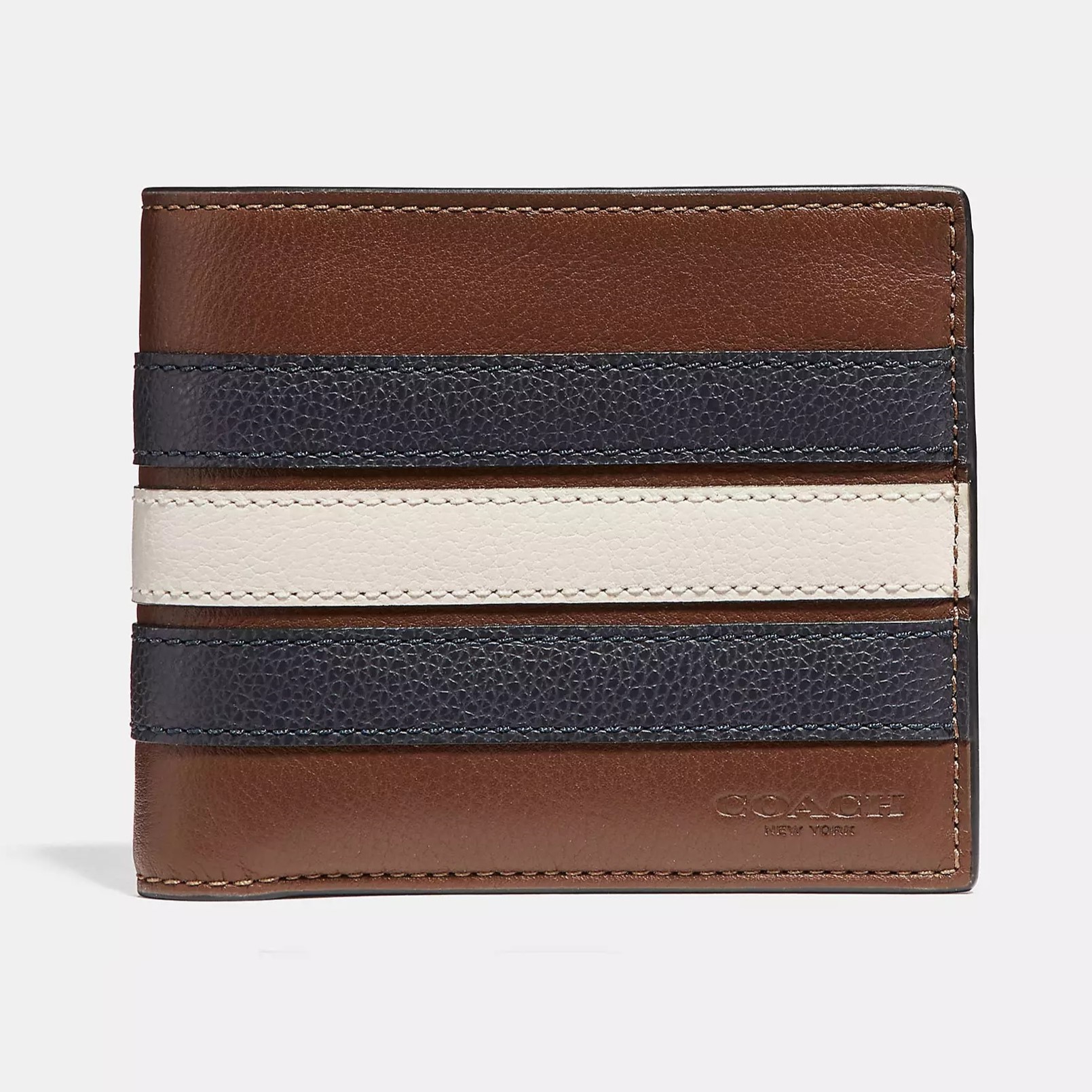 VÍ COACH NAM NÂU SỌC GIỮA 3 IN 1 WALLET WITH VARSITY STRIPE SMOOTH CALF LEATHER F24649 2