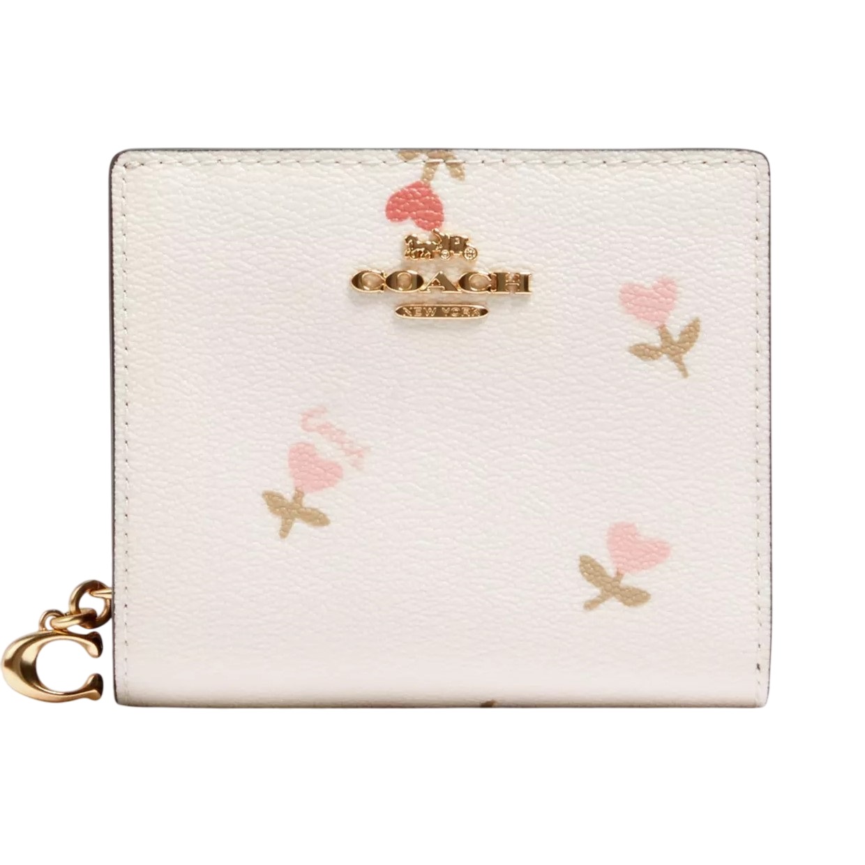 Ví cầm tay Coach nữ ngắn Snap Wallet With Heart Floral Print màu trắng C2868 3