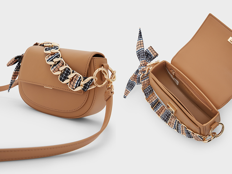 TÚI ĐEO CHÉO NỮ CHARLES KEITH NẮP GẬP SATIN SCARF LEATHER 7