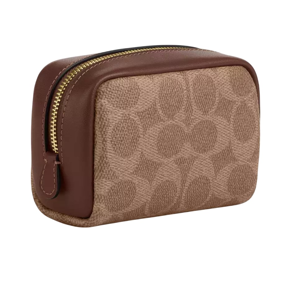 Ví đeo tay Coach Signature Canvas Wristlet Pouch Brown CW907 3