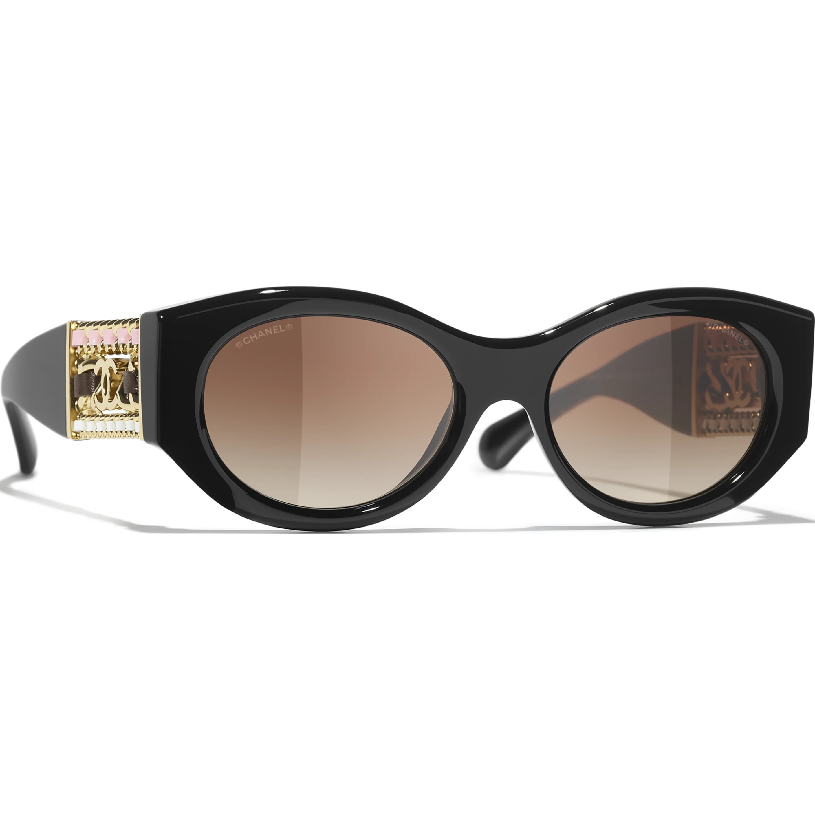 Kính mát Chanel Oval Sunglasses Black Lenses Black Gradient 3